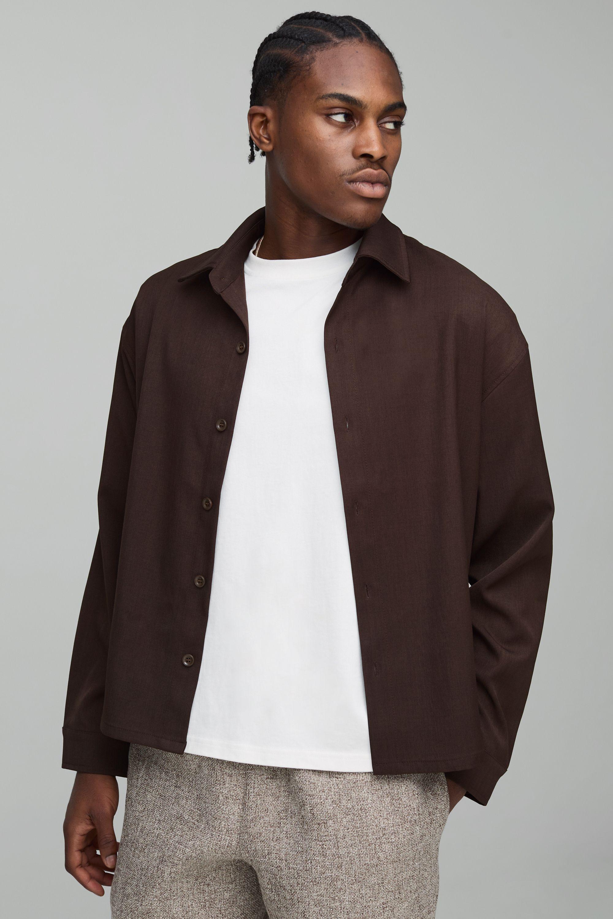 Oversized Twill Overshirt by BOOHOOMAN