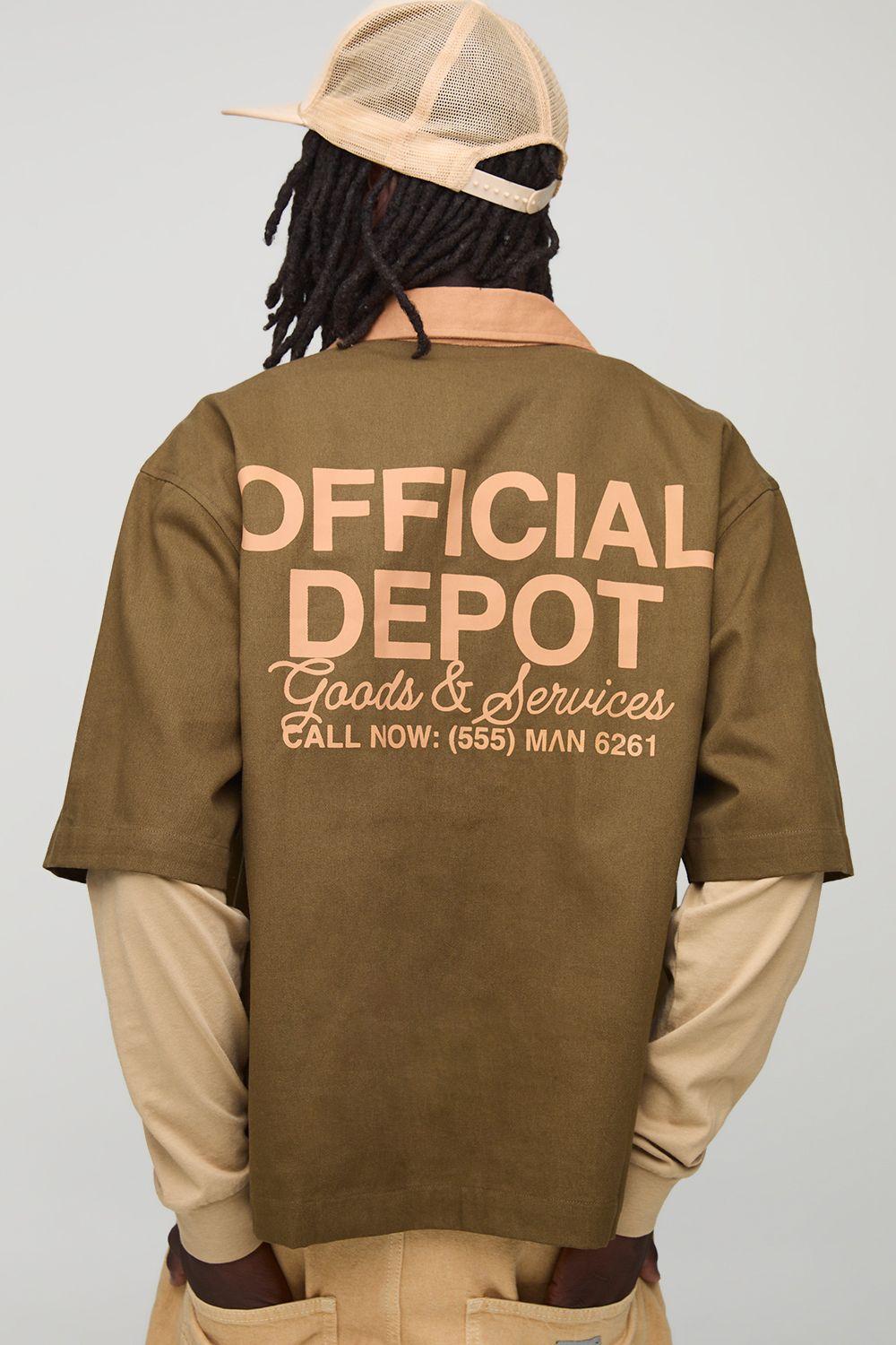 Oversized Twill Workwear Collared Shirt by BOOHOOMAN