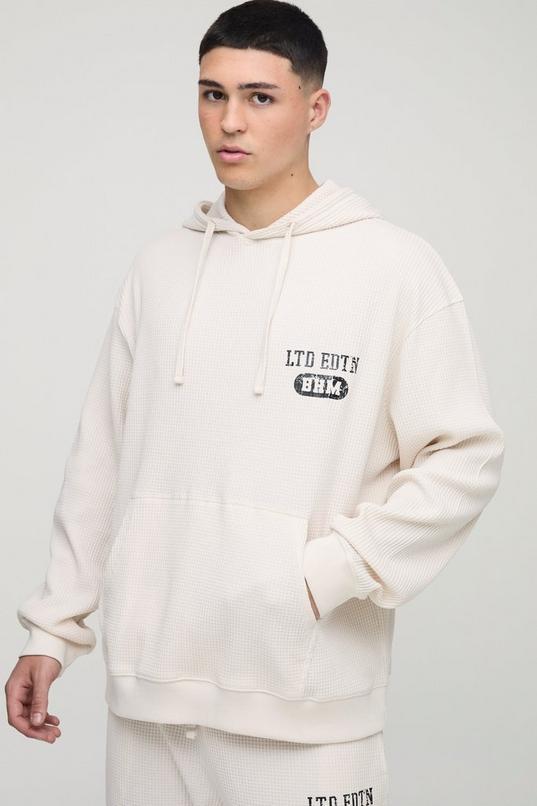 Oversized Waffle Print Hoodie by BOOHOOMAN