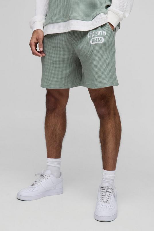 Oversized Waffle Short Length Print Shorts by BOOHOOMAN
