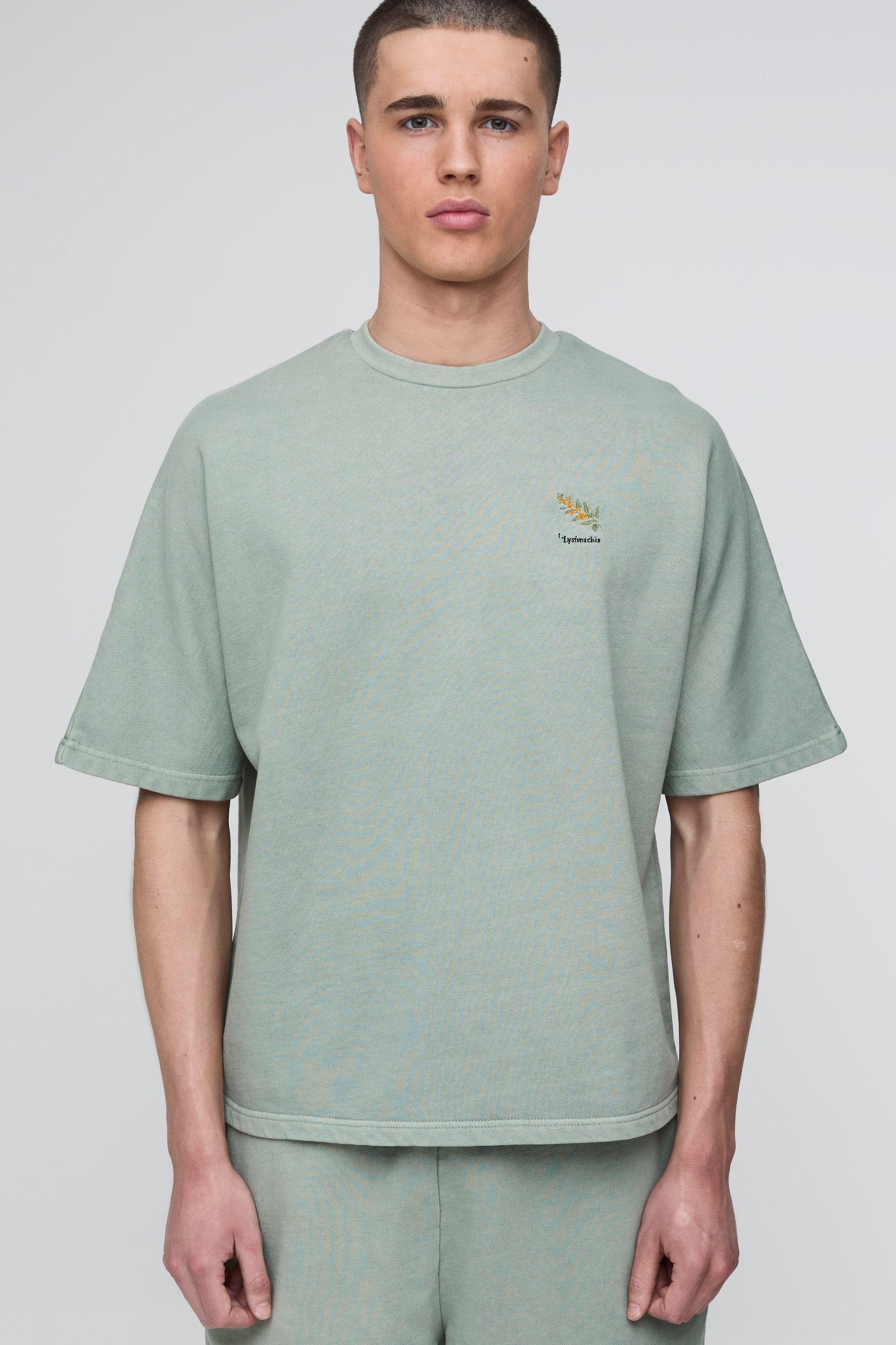 Oversized Washed Embroidered Boxy T-shirt by BOOHOOMAN
