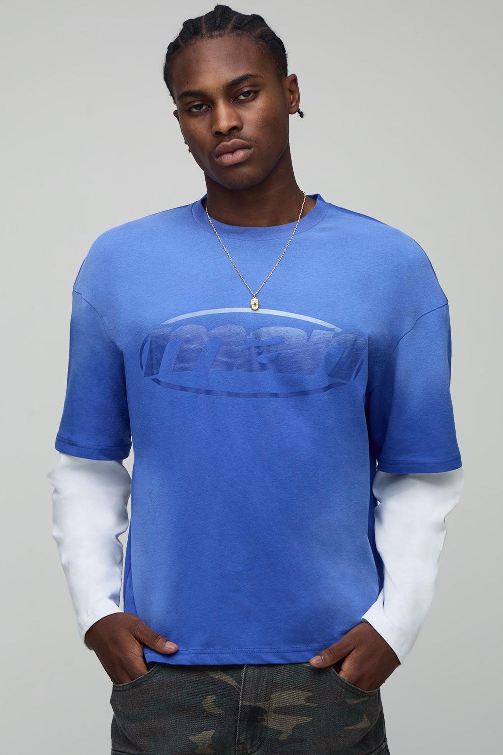 Oversized Washed Faux Layer Printed T-Shirt by BOOHOOMAN