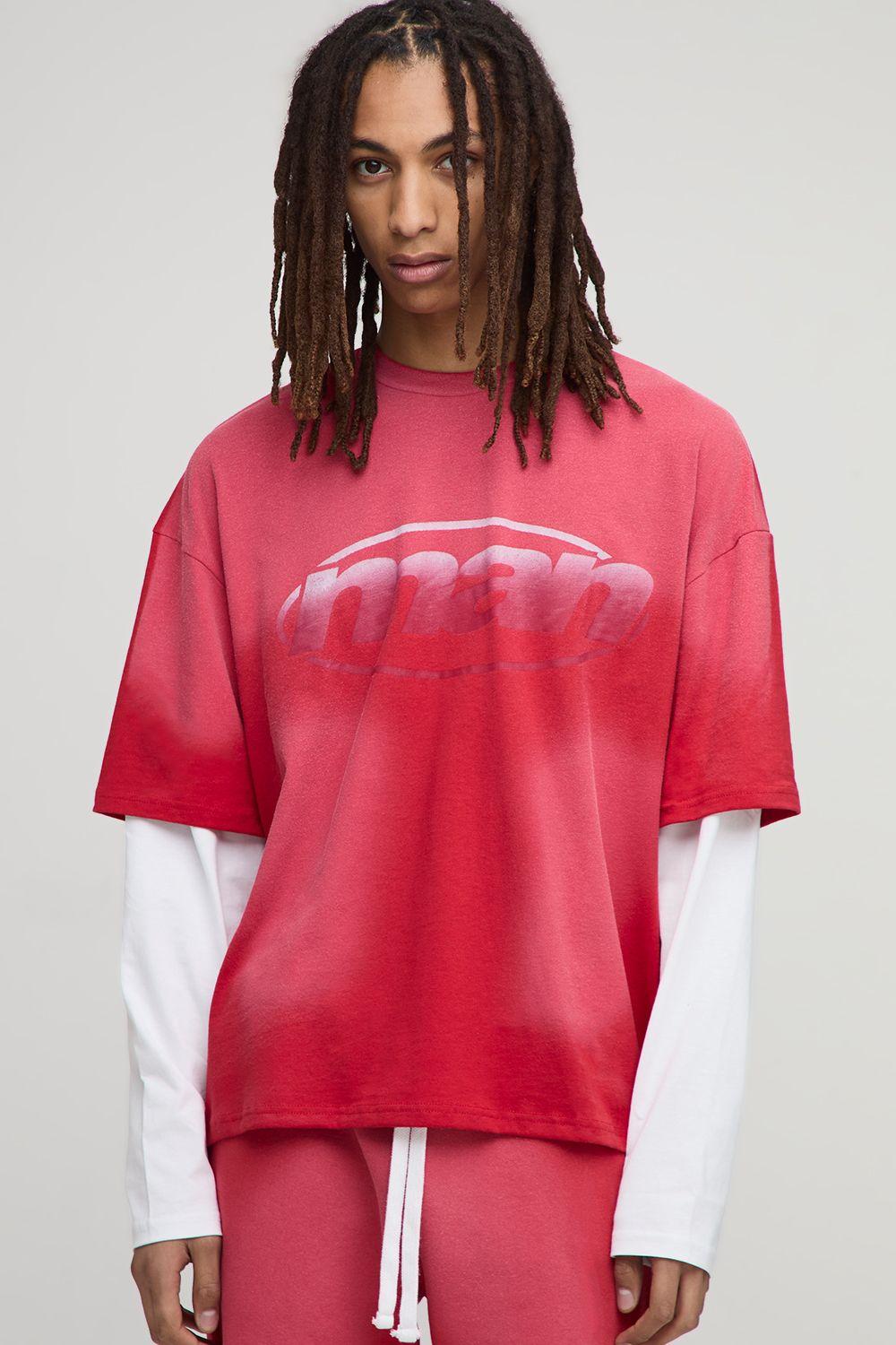 Oversized Washed Faux Layer Printed T-Shirt by BOOHOOMAN