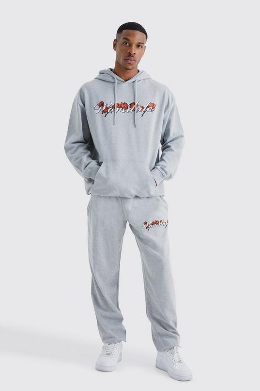 Oversized Worldwide Floral Hooded Tracksuit by BOOHOOMAN