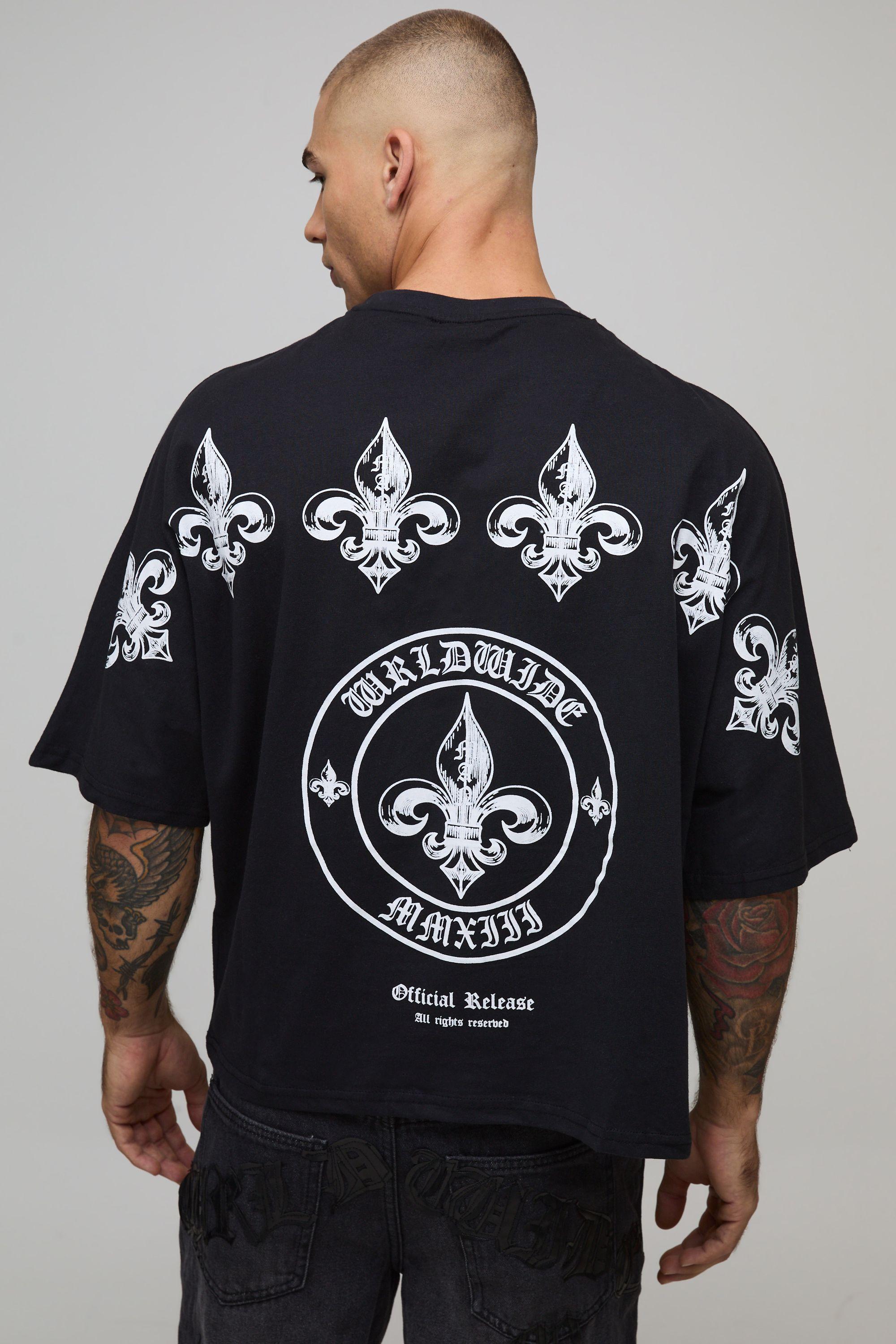 Oversized Worldwide Gothic Graphic T-Shirt by BOOHOOMAN