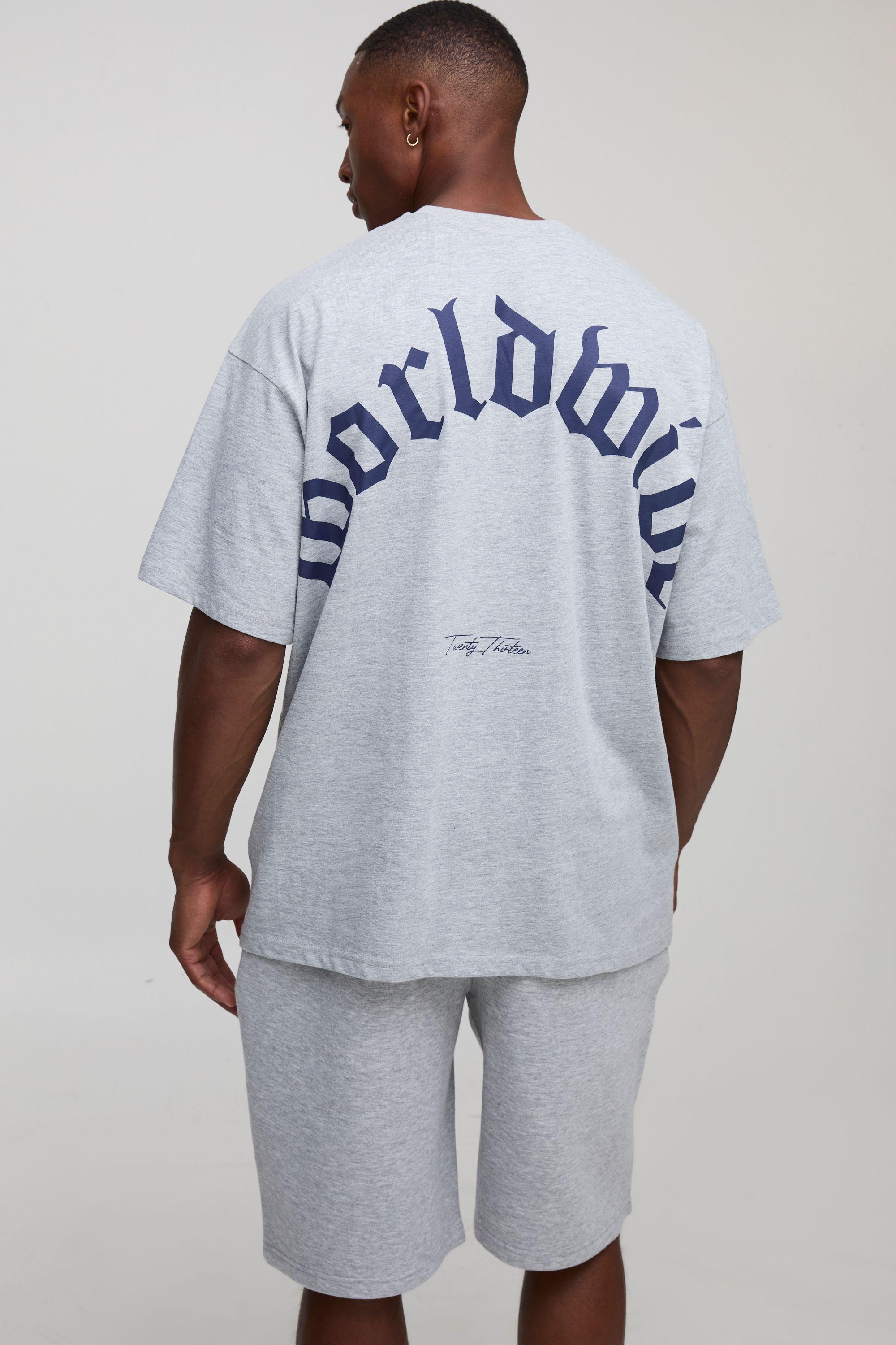 Oversized Worldwide T-Shirt & Short Set by BOOHOOMAN