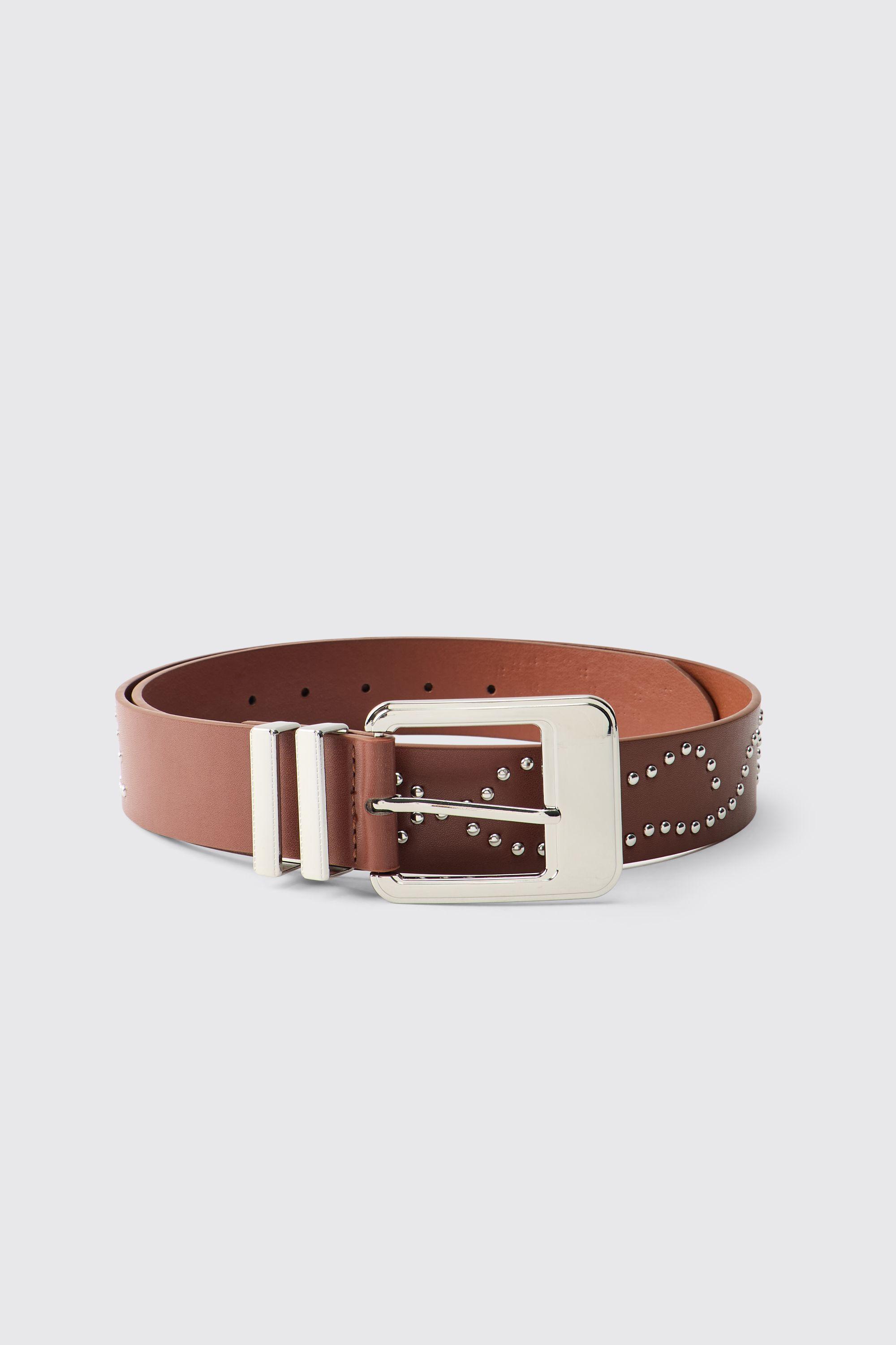 PU Studded Detail Belt by BOOHOOMAN
