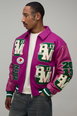 PU & Melton BM Varsity Embroidered Varsity Jacket by BOOHOOMAN PU & Melton BM Varsity Embroidered Varsity Jacket by BOOHOOMAN