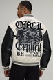 PU & Melton Gothic Graphic Embroidered Varsity Jacket by BOOHOOMAN