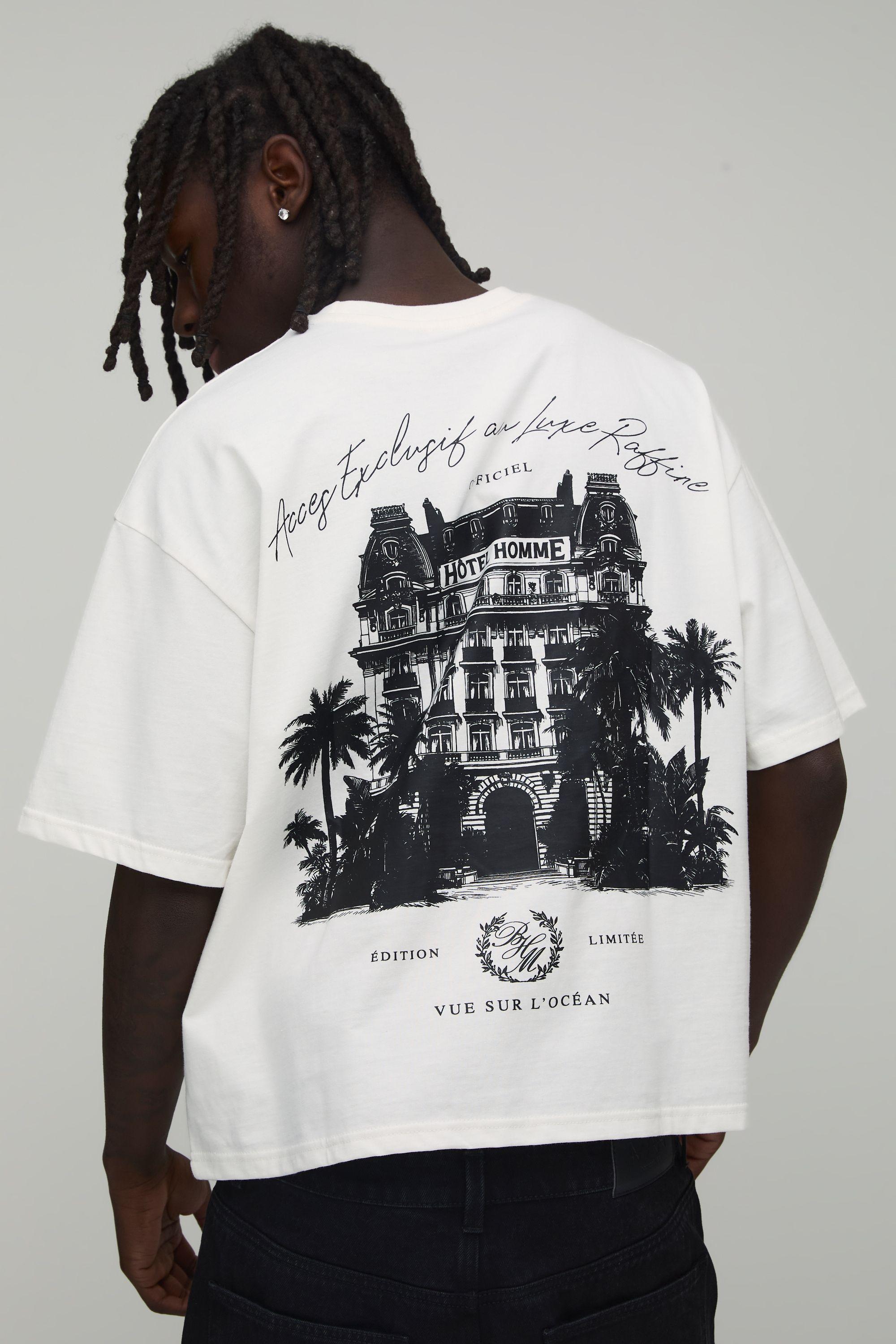 Palm Palace Print Oversized Boxy T-shirt by BOOHOOMAN