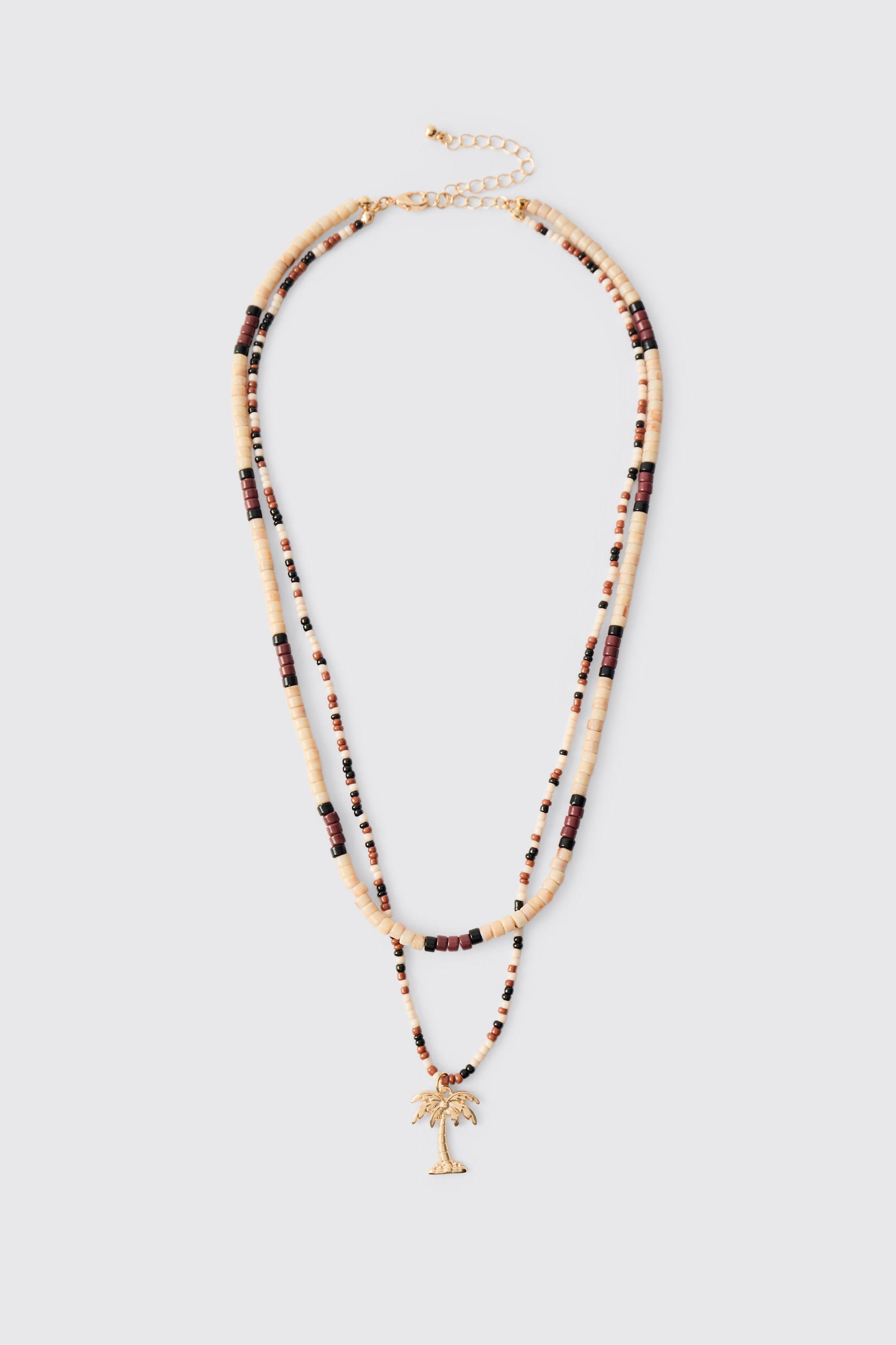 Palm Tree Beaded Necklace by BOOHOOMAN