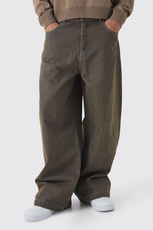 Parachute Baggy Brown Washed Jeans by BOOHOOMAN