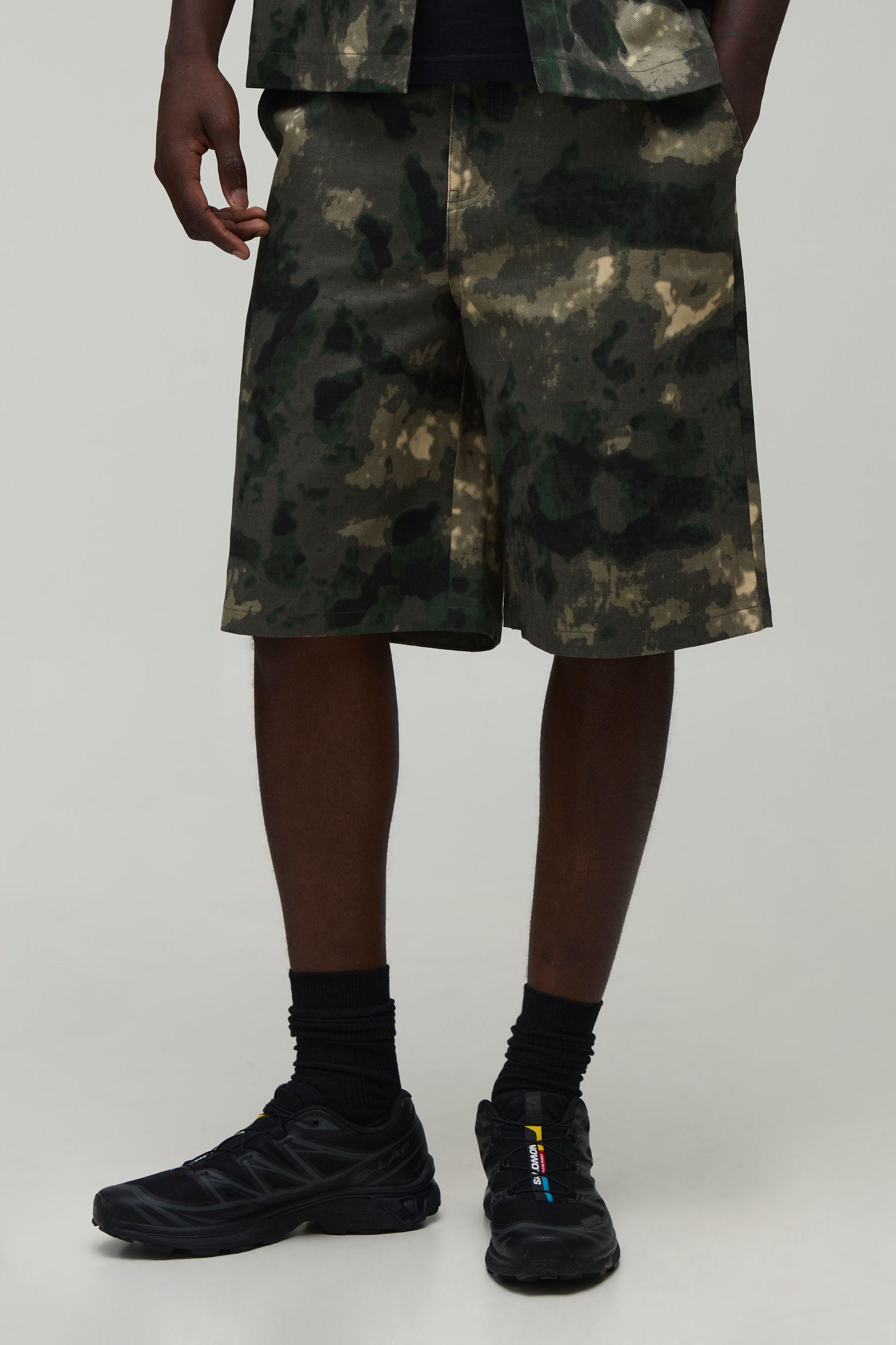 Parachute Fit Camo Twill Co-ord Short by BOOHOOMAN