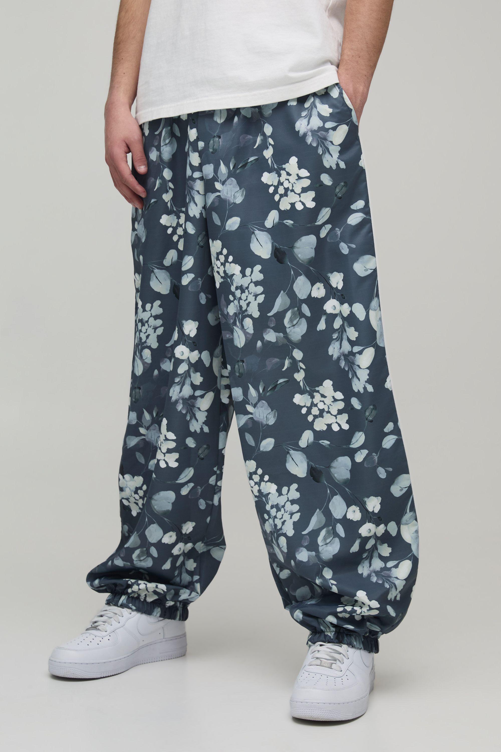 Parachute Fit Floral Print Nylon Track Pants by BOOHOOMAN