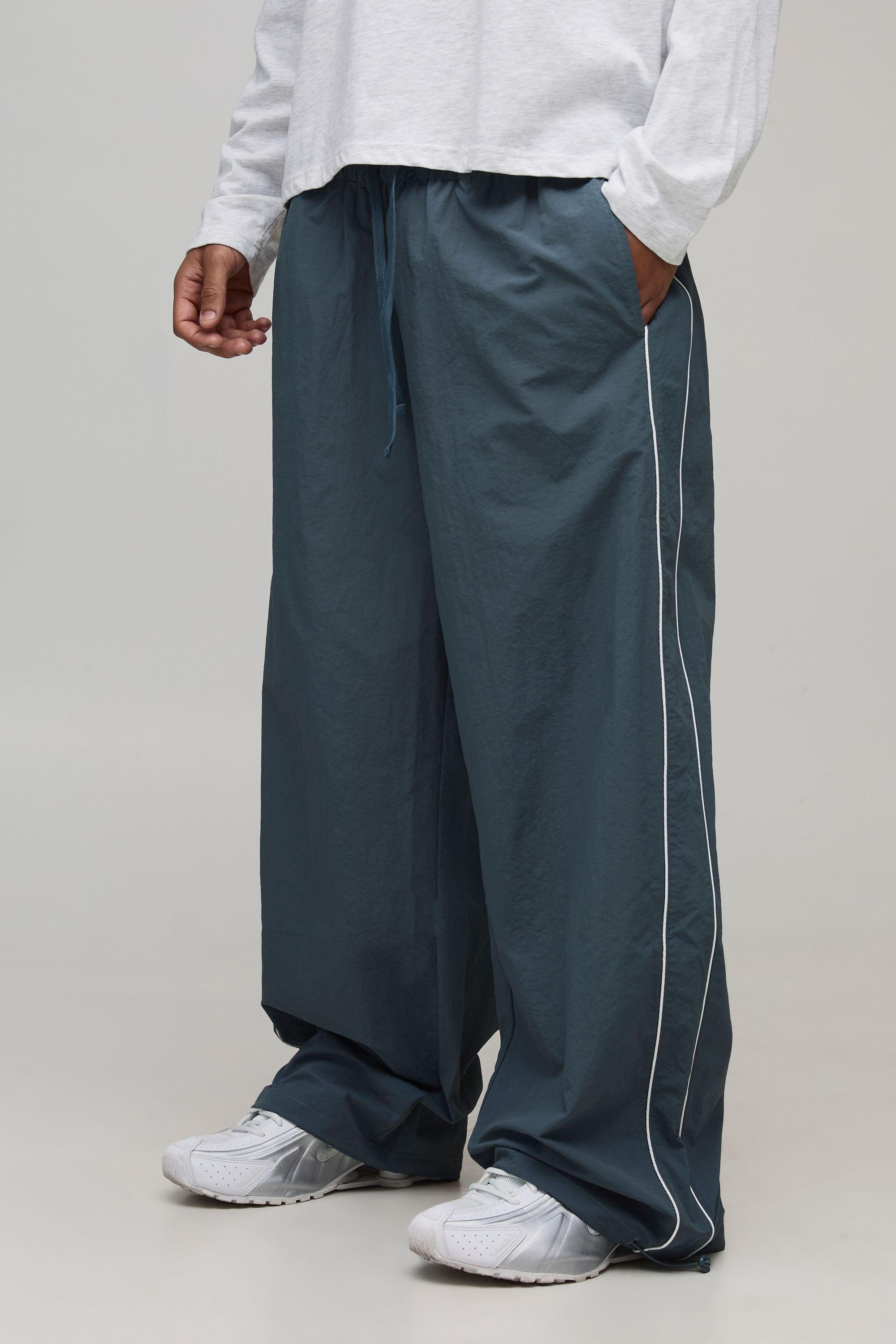 Parachute Fit Nylon Piping Detail Track Pants by BOOHOOMAN
