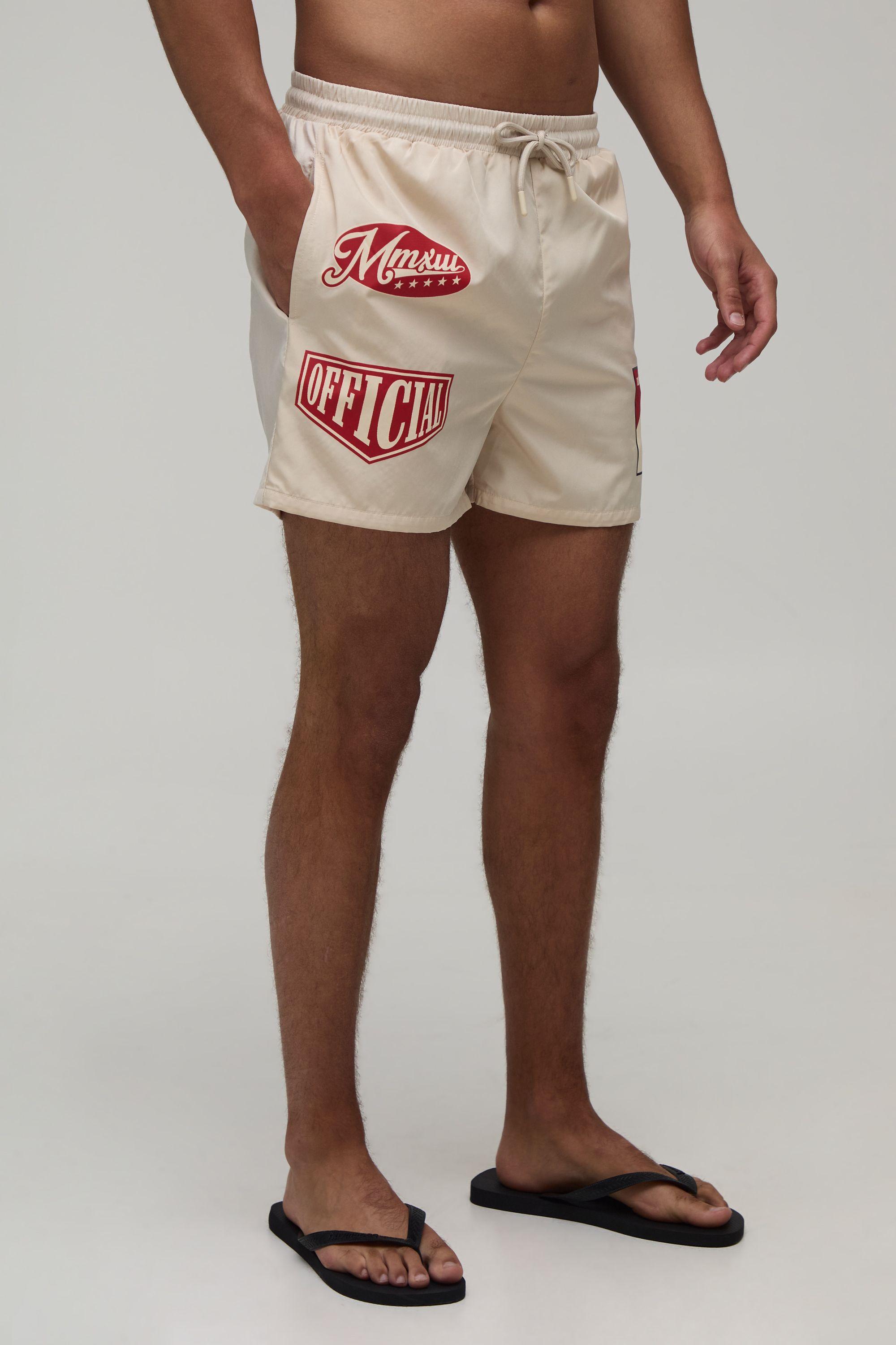 Patch Print Short Length Swim Short by BOOHOOMAN