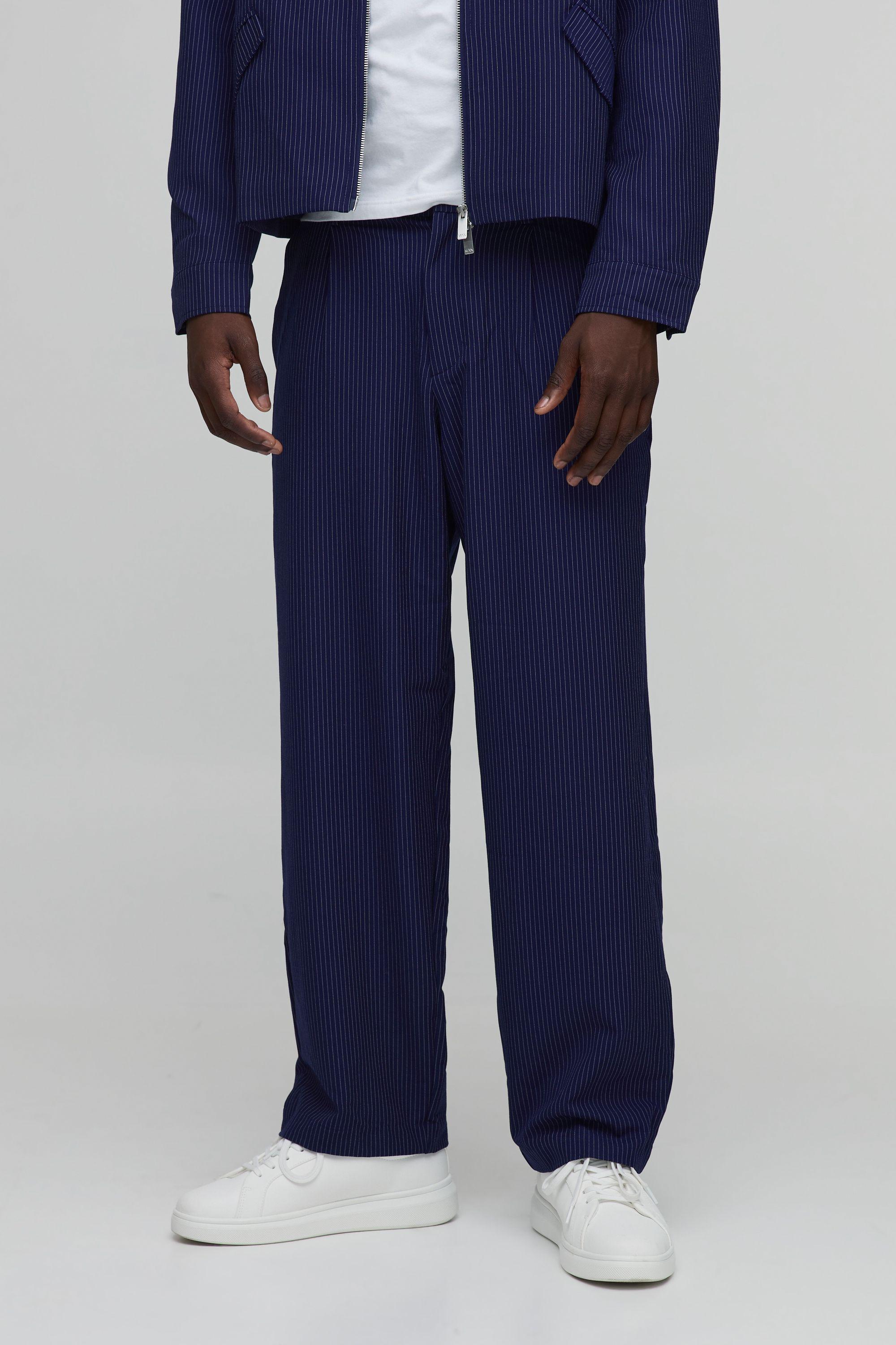 Pinstripe Relaxed Fit Tailored Co-Ord Trousers by BOOHOOMAN