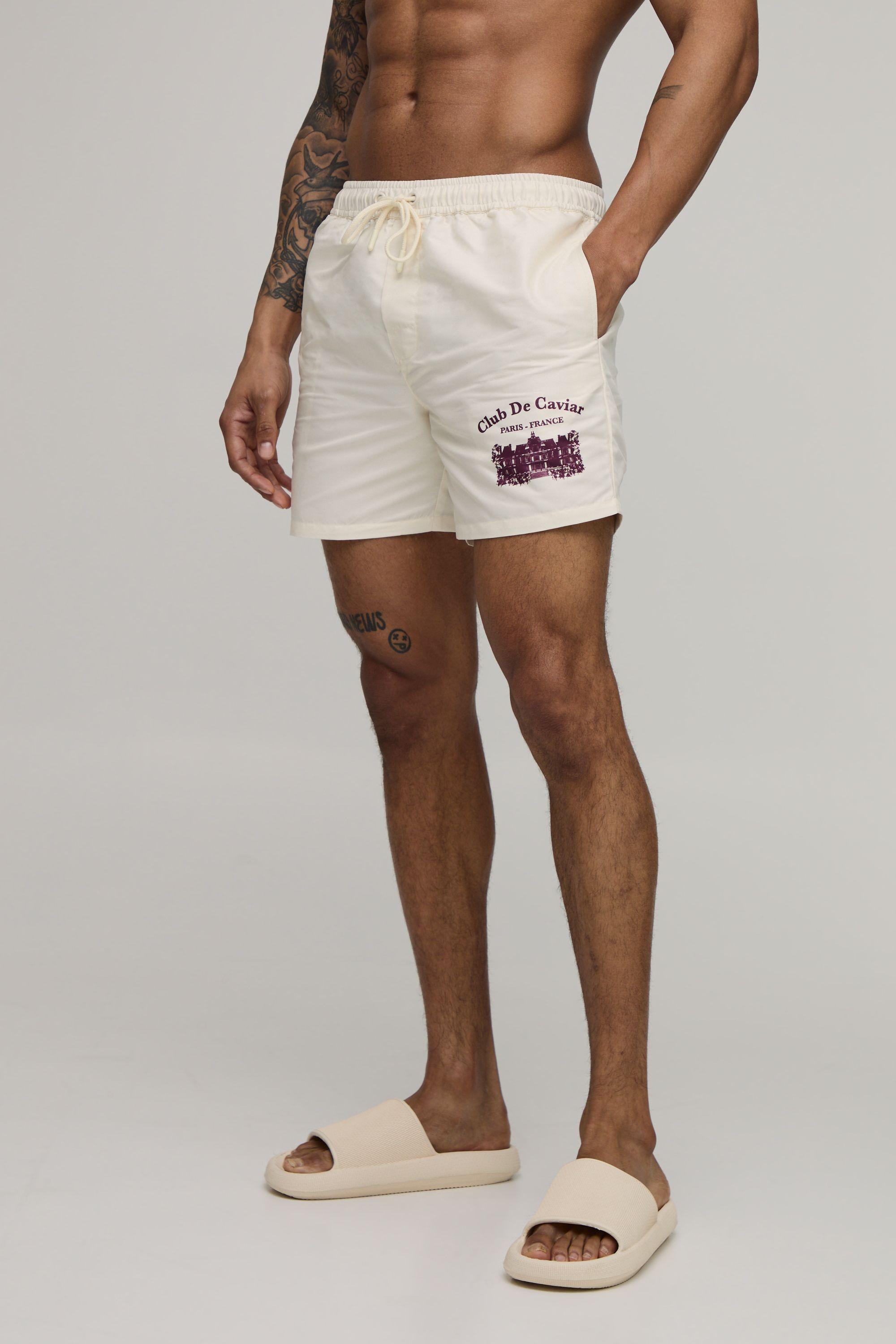 Placement Print Mid Length Swim Short by BOOHOOMAN
