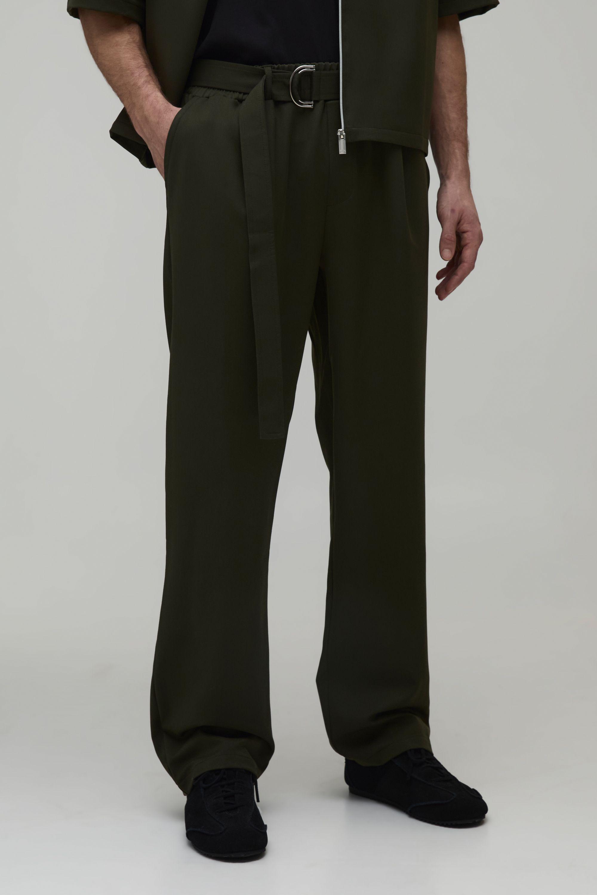 Pleat Front Belted Relaxed Fit Co-ord Trousers by BOOHOOMAN