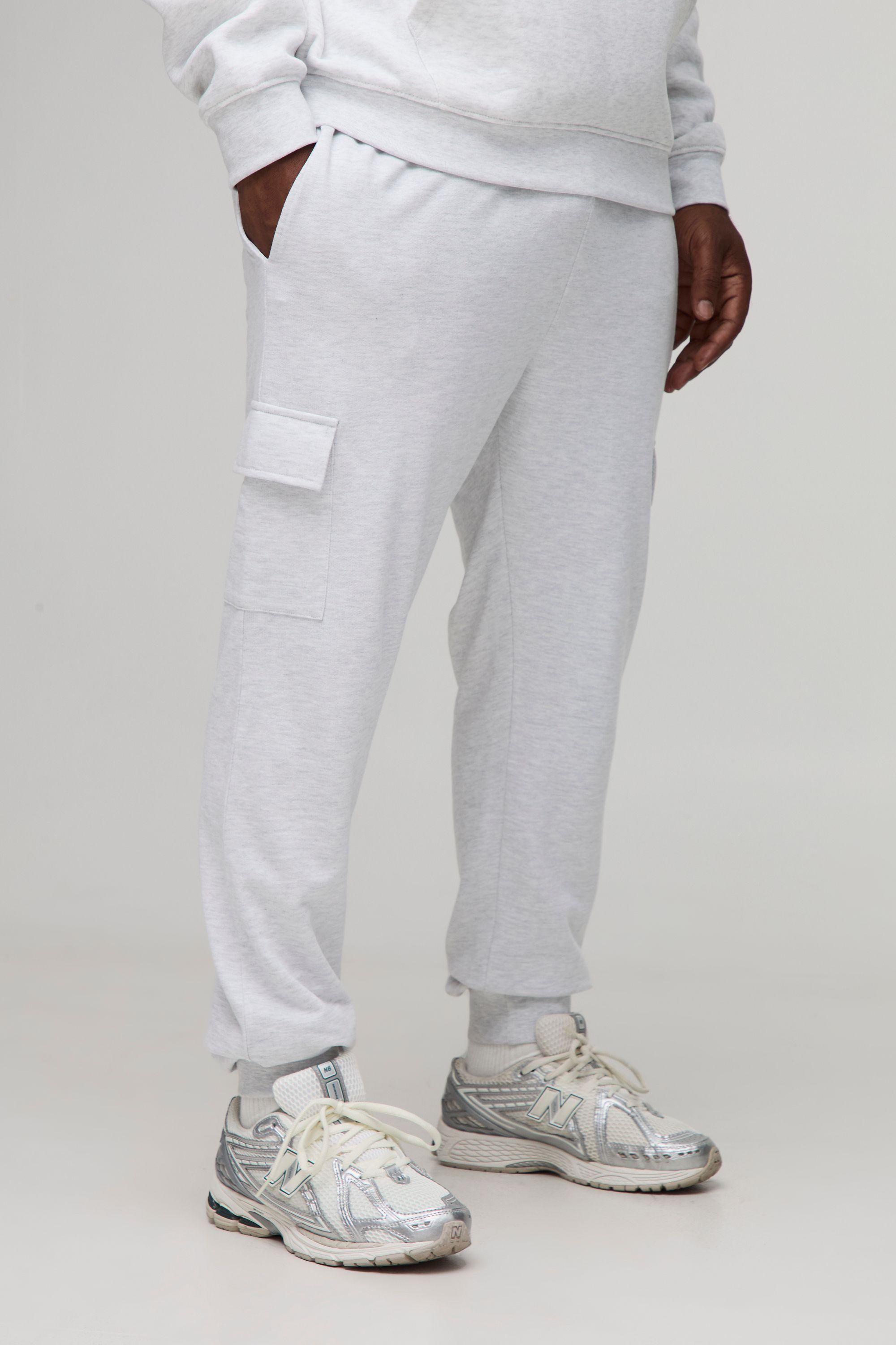 Plus 260GSM Loopback Skinny Fit Basic Cargo Joggers by BOOHOOMAN