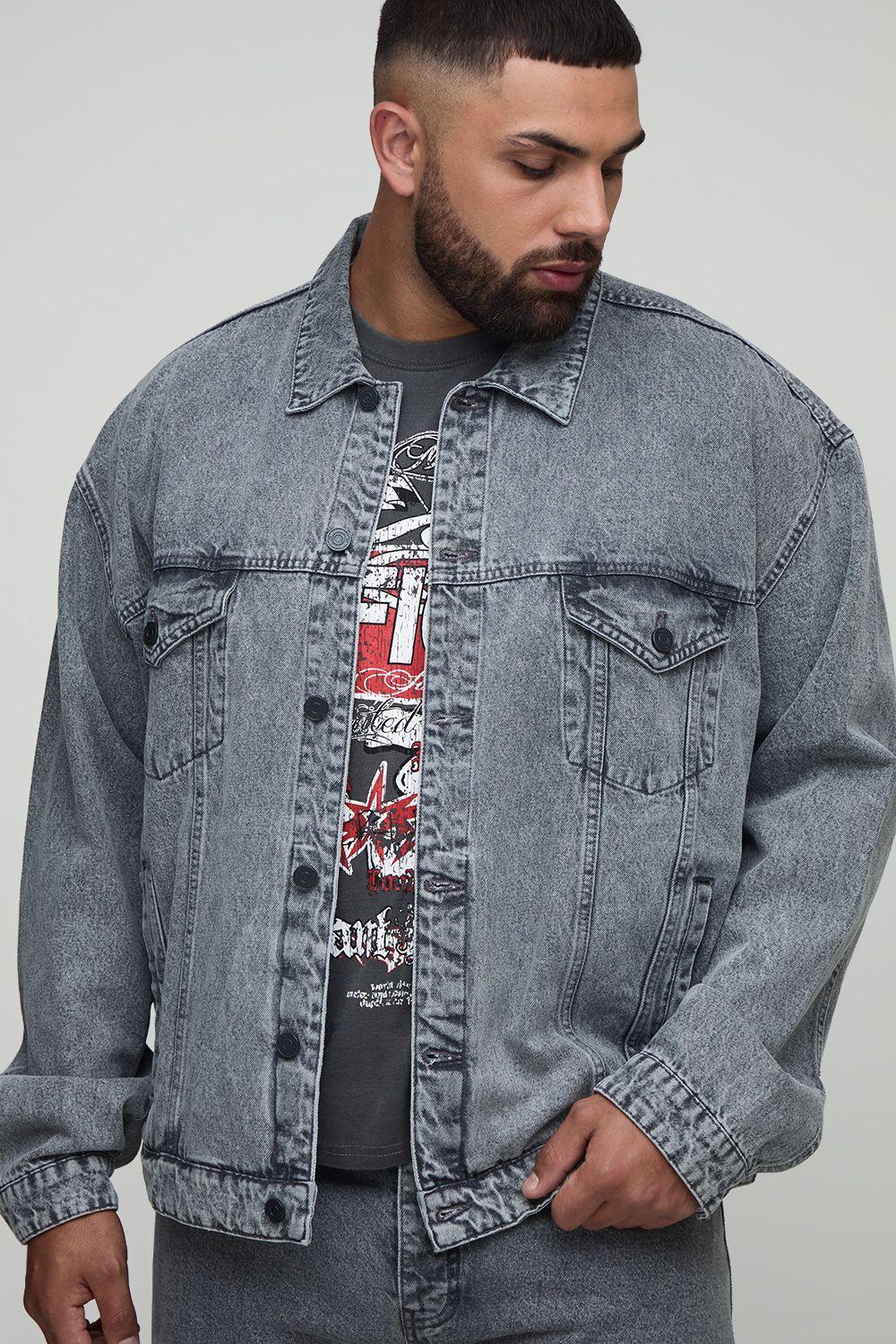 Plus Acid Wash Boxy Oversized Denim Jacket by BOOHOOMAN