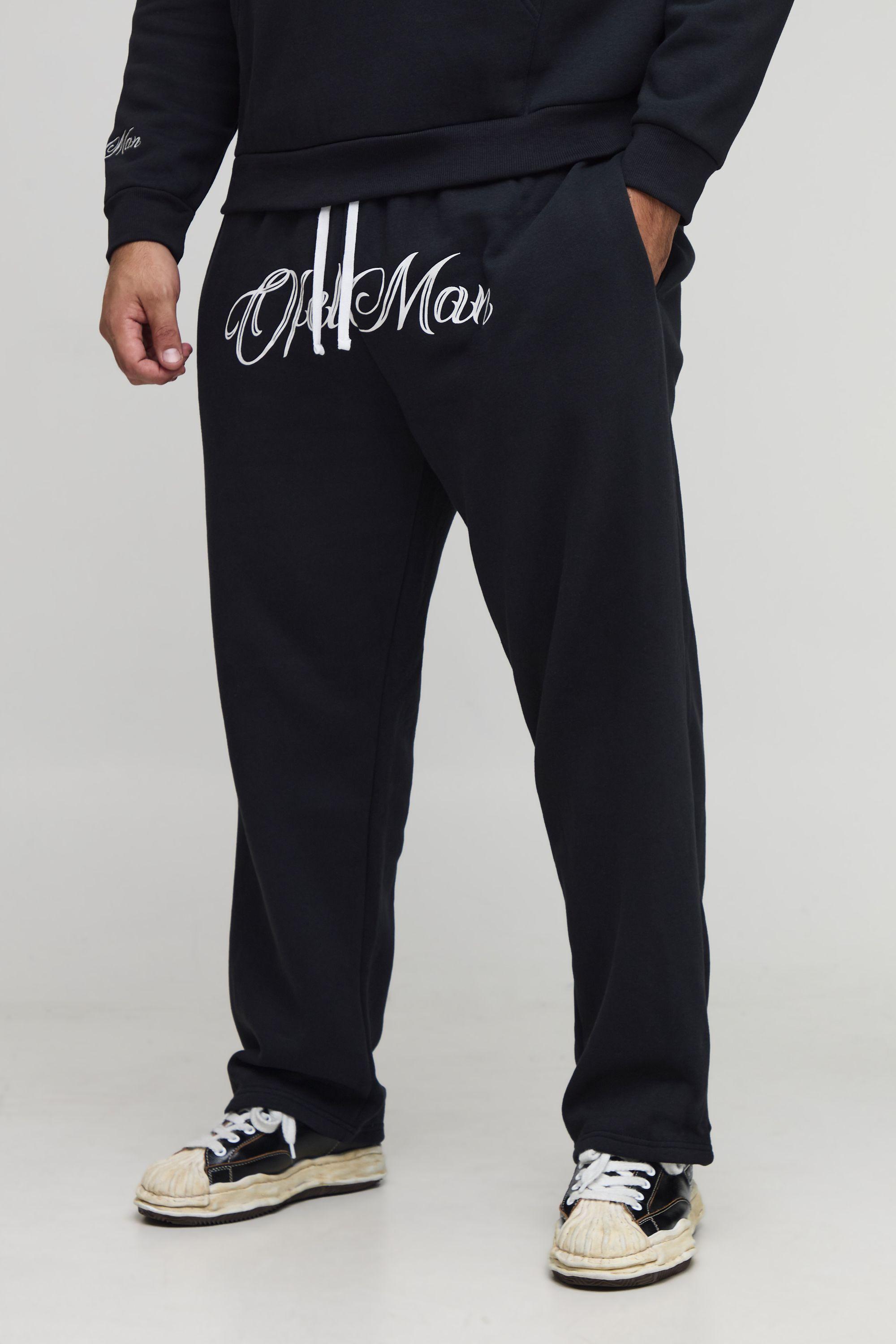 Plus Baggy Fit Ofcl Man Print Extended Drawcord Joggers by BOOHOOMAN Plus Baggy Fit Ofcl Man Print Extended Drawcord Joggers by BOOHOOMAN