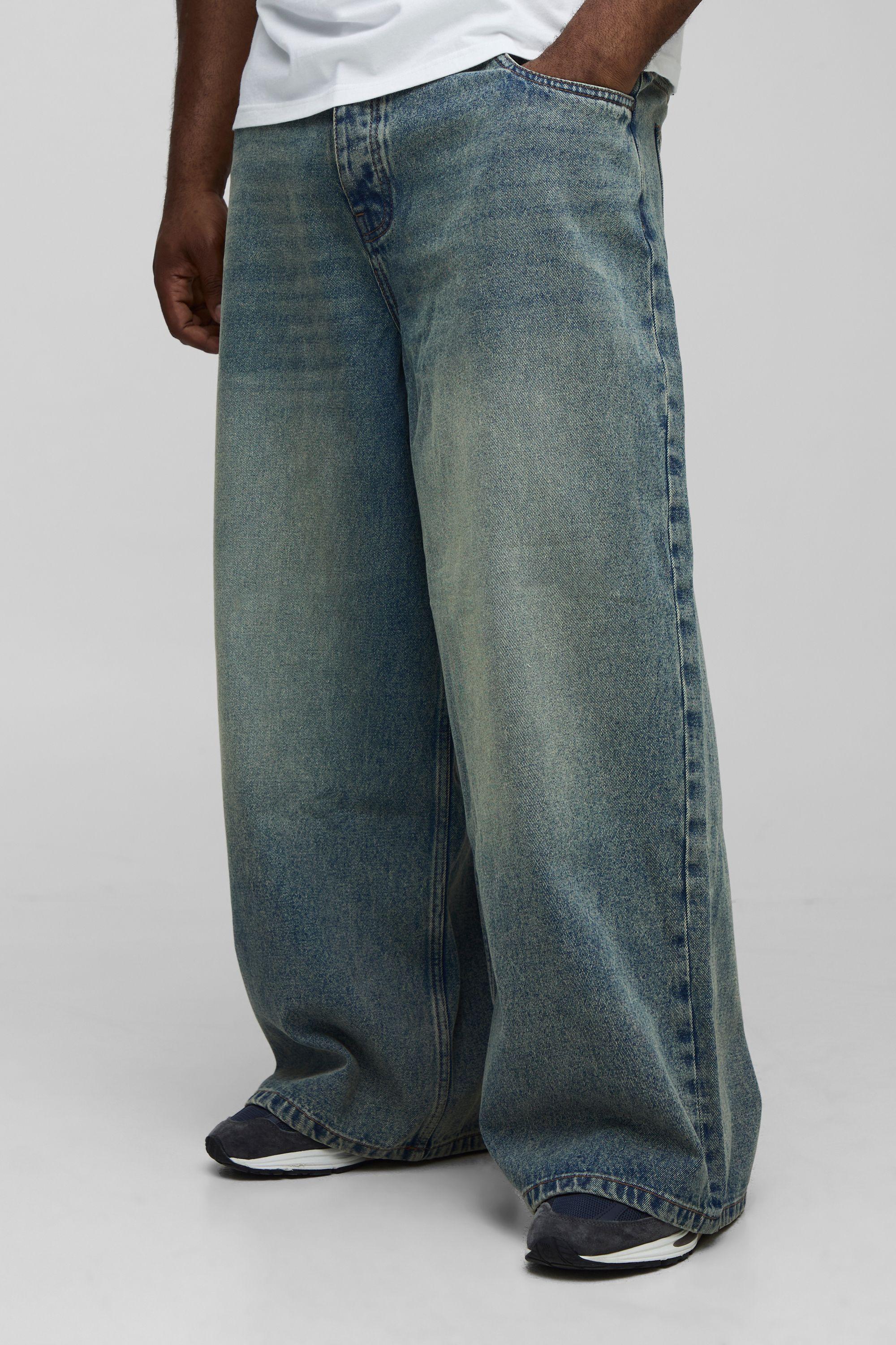 Plus Baggy Fit Tinted Jeans by BOOHOOMAN