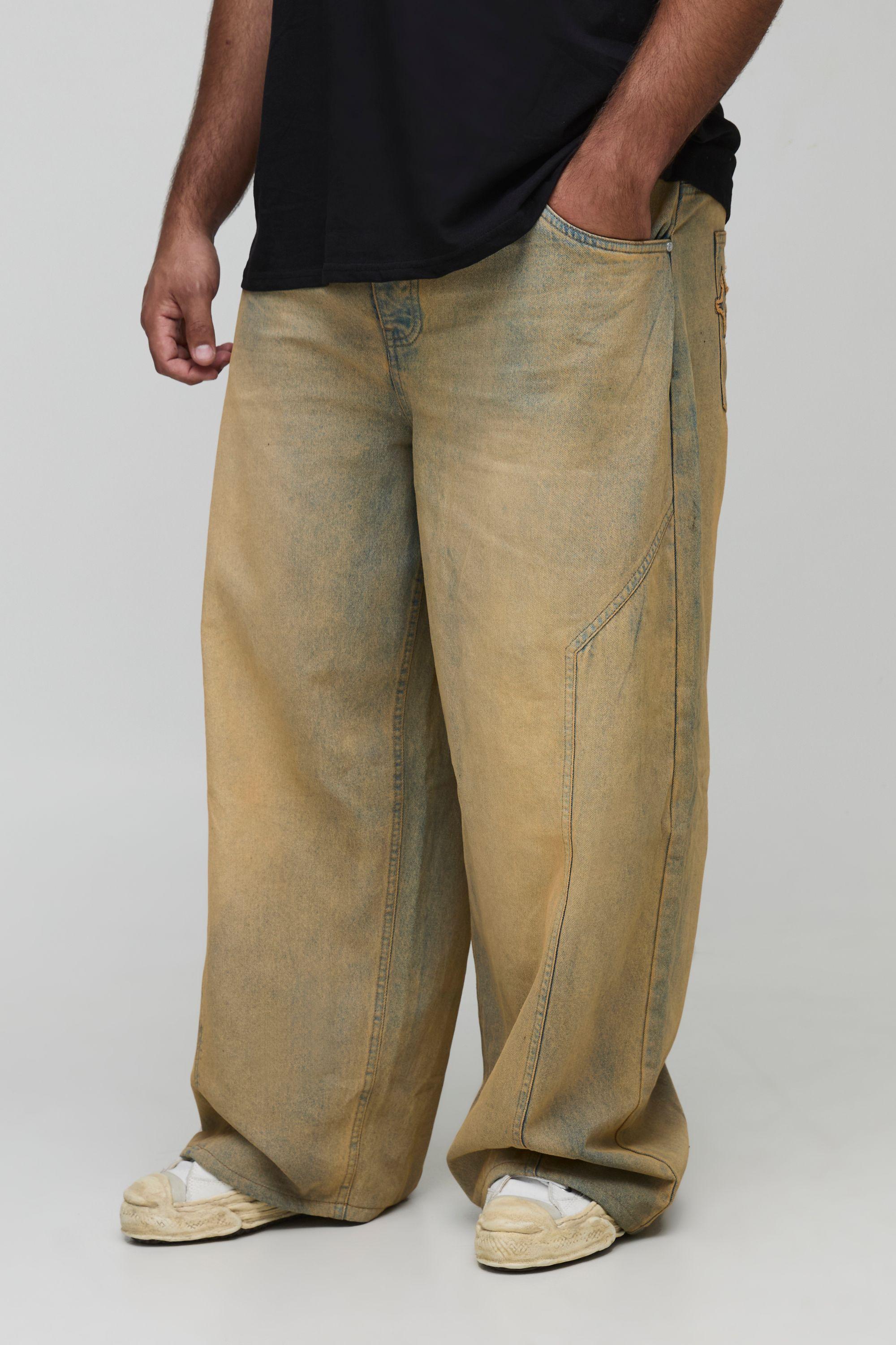 Plus Baggy Fit Washed Star Applique Jeans by BOOHOOMAN