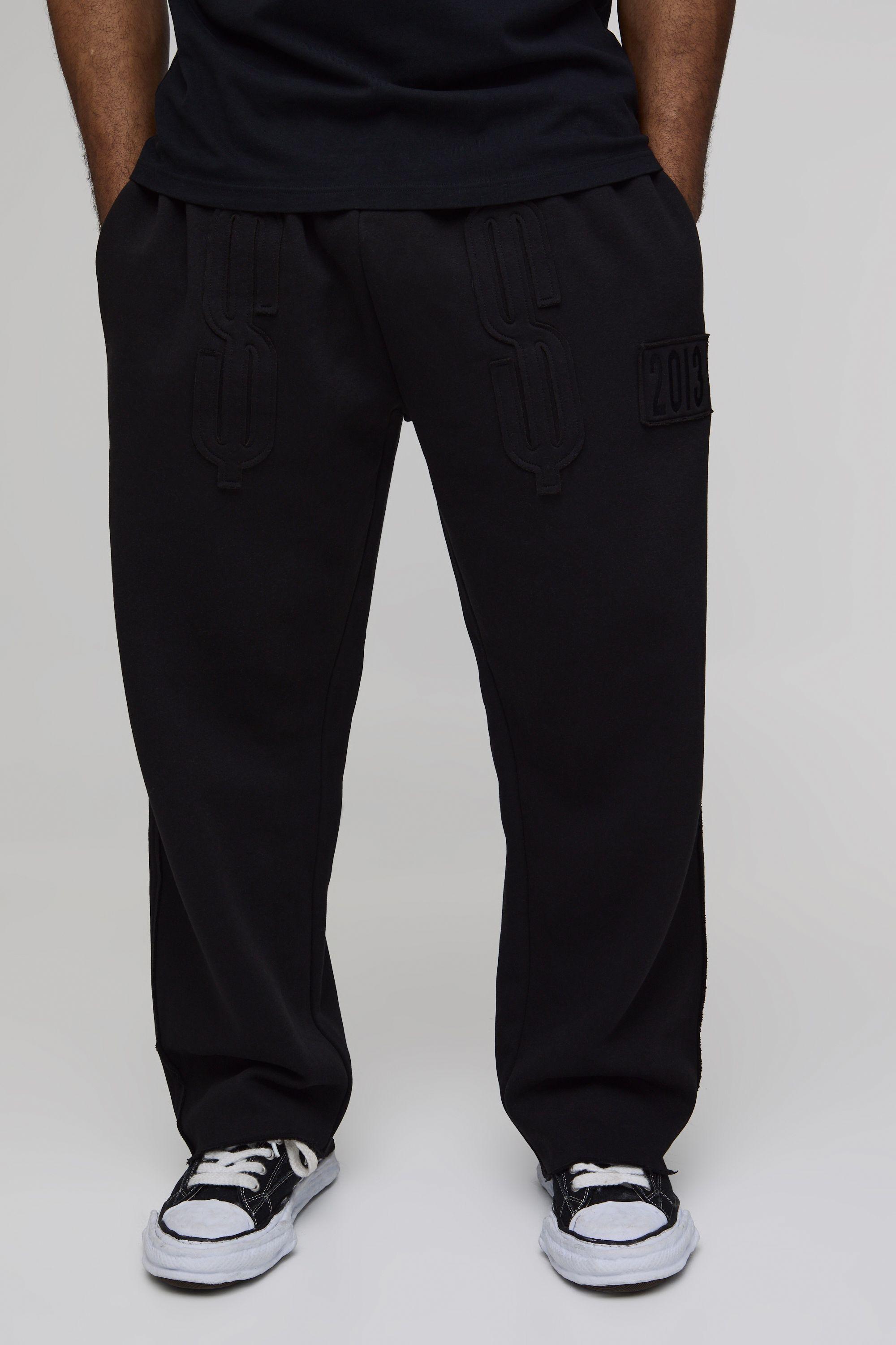 Plus Baggy Raw Edge Applique Dollar Jogger by BOOHOOMAN
