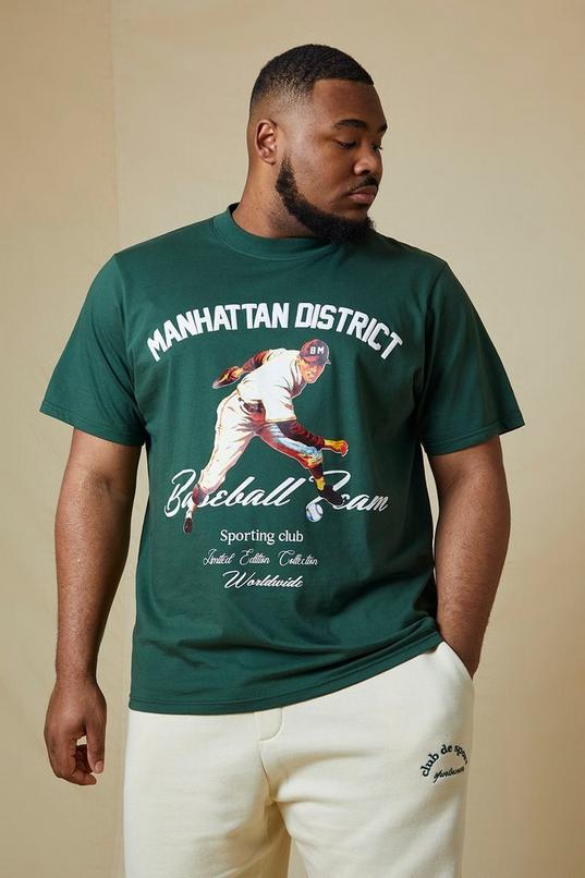 Plus Baseball Graphic T-shirt by BOOHOOMAN