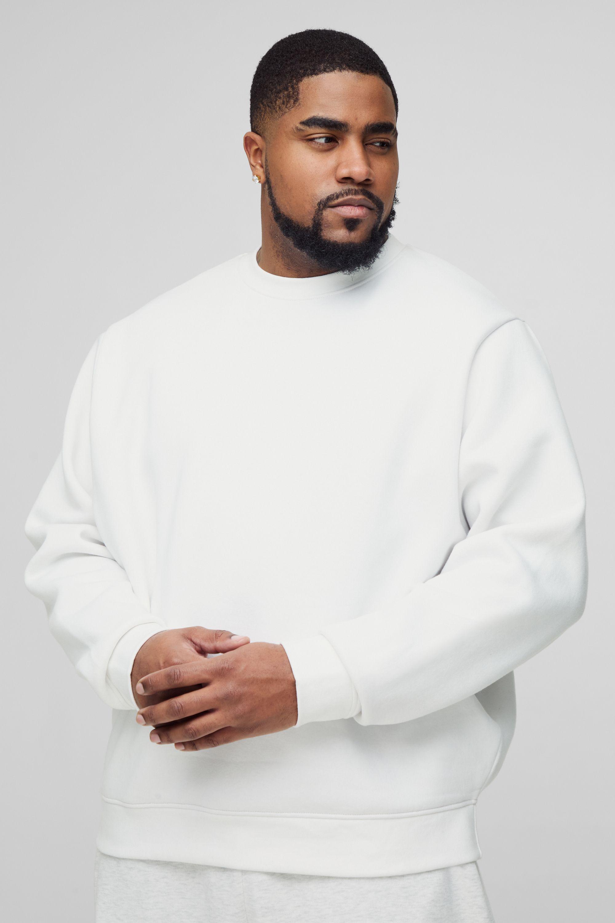 Plus Basic Crew Neck Regular Fit Sweatshirt by BOOHOOMAN Plus Basic Crew Neck Regular Fit Sweatshirt by BOOHOOMAN