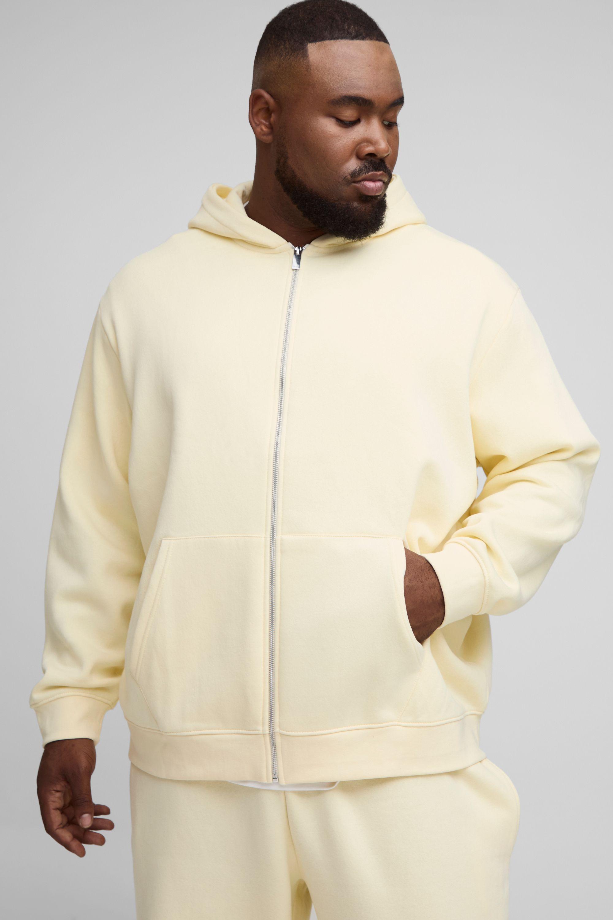 Plus Basic Oversized Zip Through Hoodie by BOOHOOMAN Plus Basic Oversized Zip Through Hoodie by BOOHOOMAN