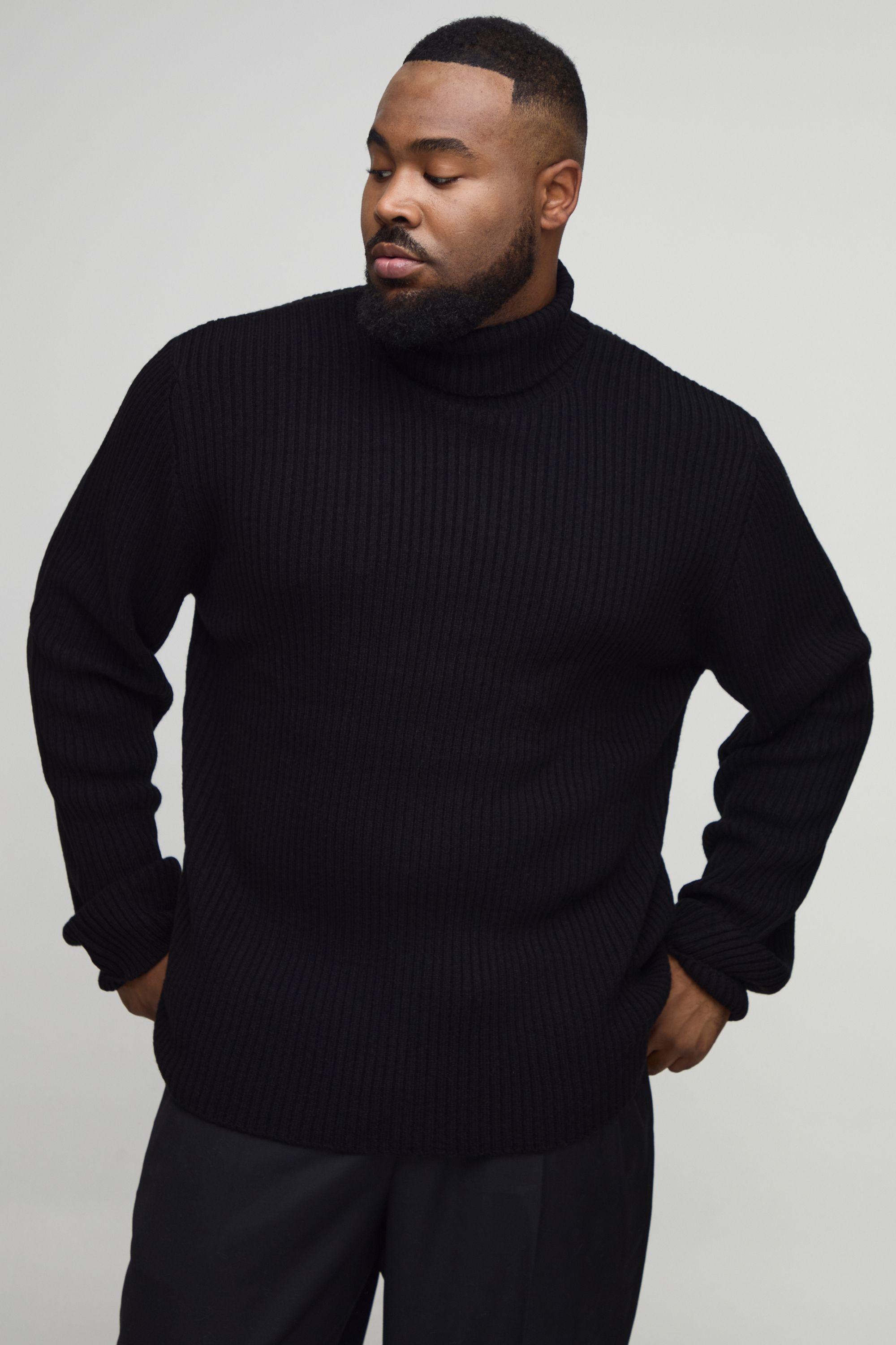 Plus Basic Regular Fit Ribbed Roll Neck Jumper by BOOHOOMAN