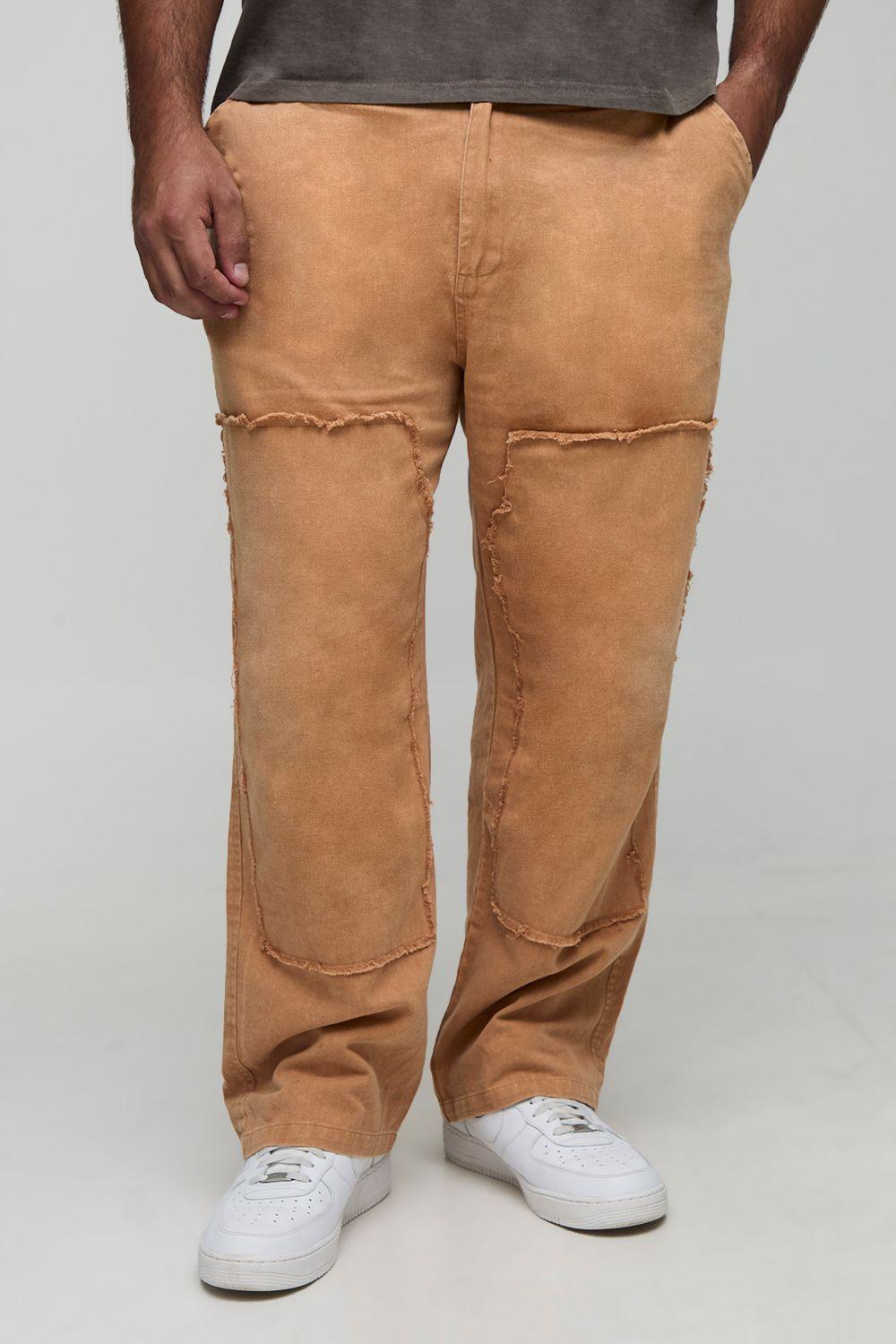 Plus Bleach Wash Relaxed Fit Carpenter Trousers by BOOHOOMAN