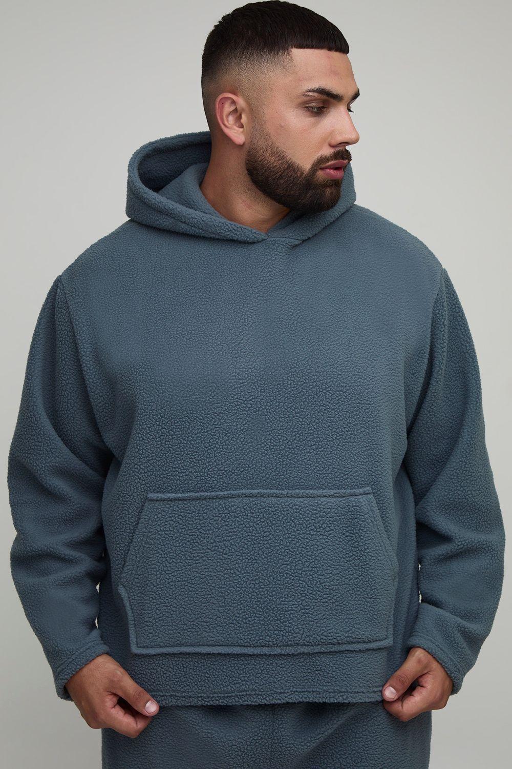 Plus Borg Oversized Boxy Hoodie by BOOHOOMAN