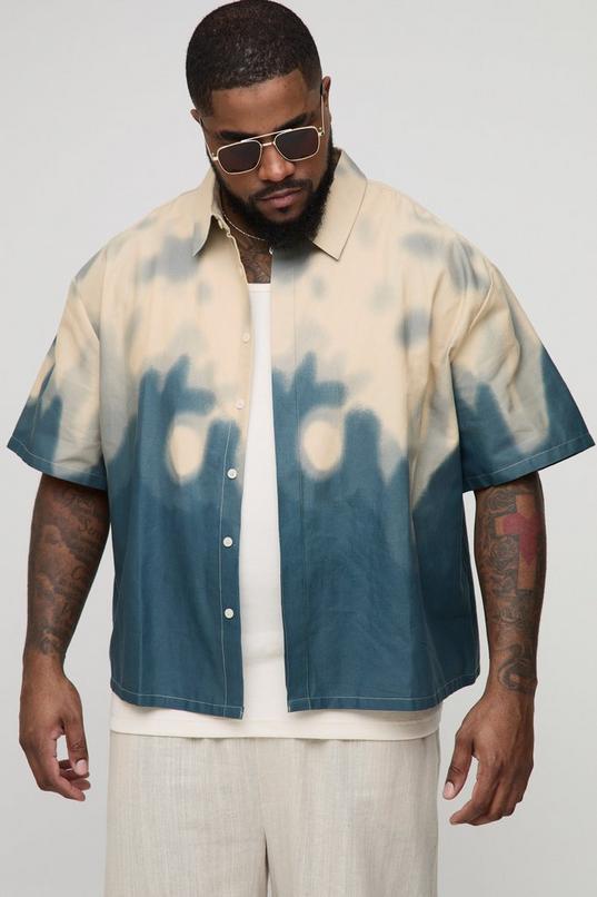 Plus Boxy Oversized Abstract Print Shirt by BOOHOOMAN