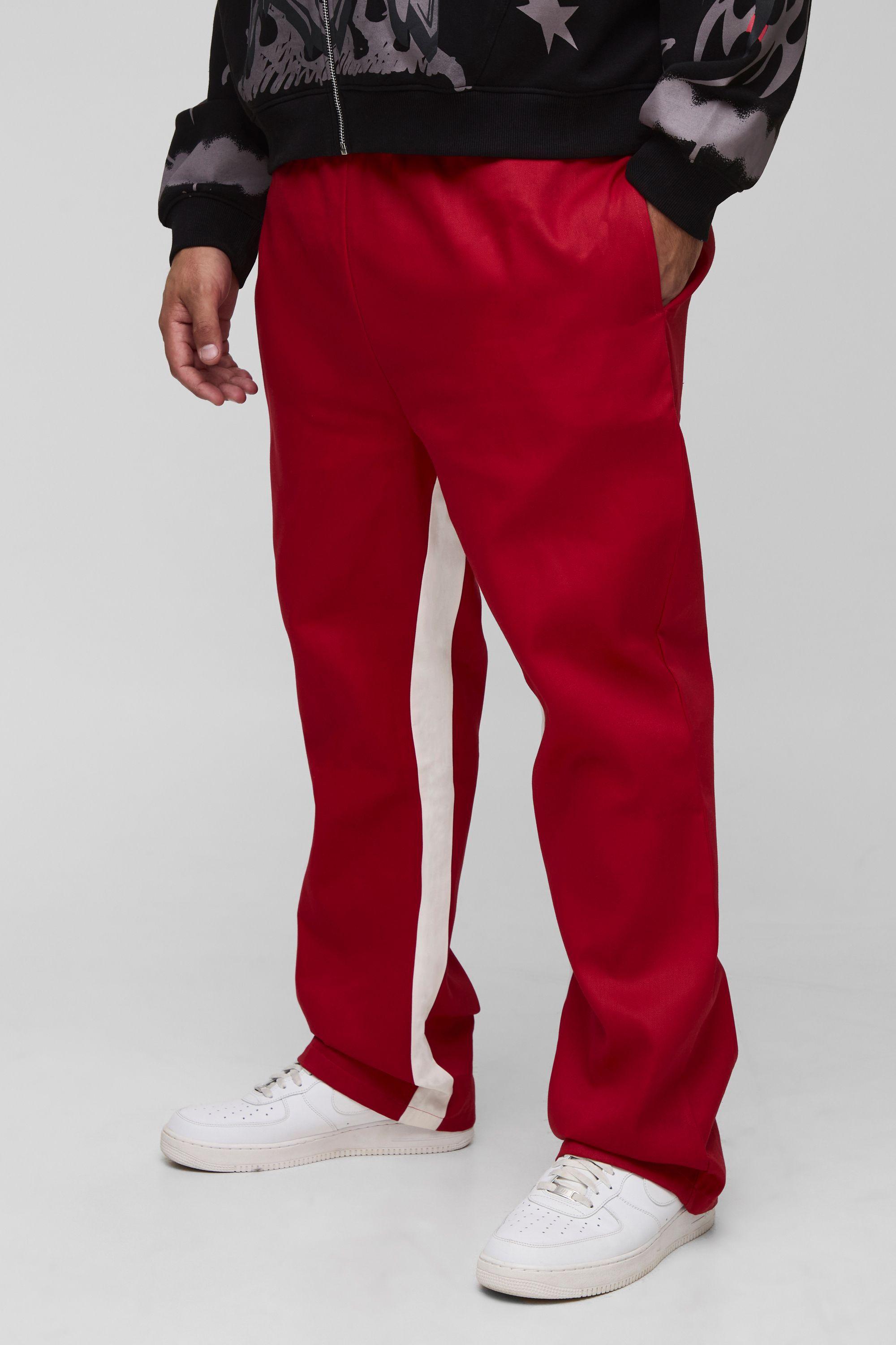 Plus Elasticated Waist Official Applique Gusset Flared Trousers by BOOHOOMAN