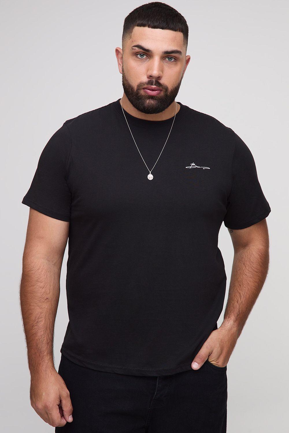 Plus Embroidered Regular Fit T-Shirt by BOOHOOMAN