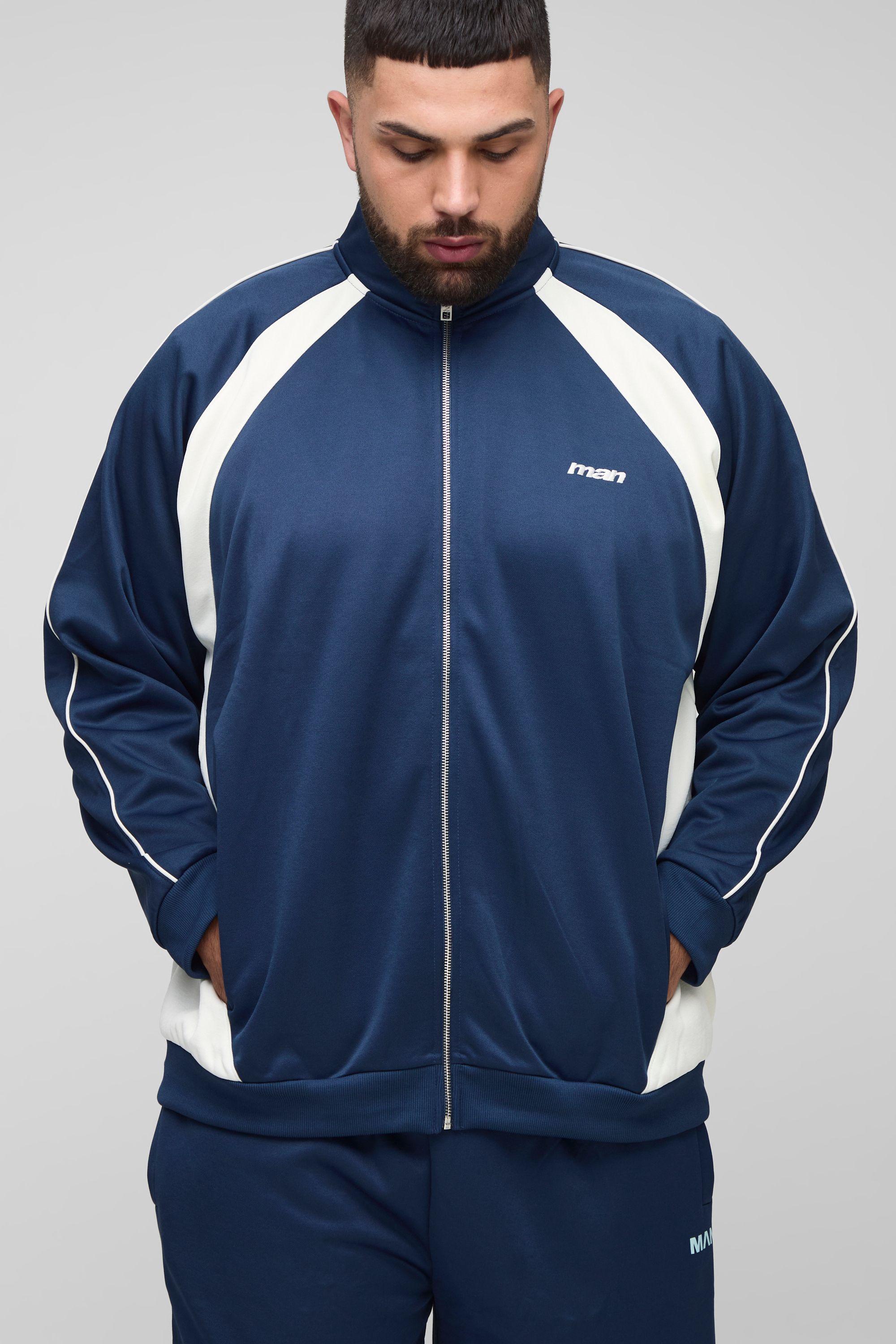 Plus Embroidered Regular Fit Track Jacket by BOOHOOMAN