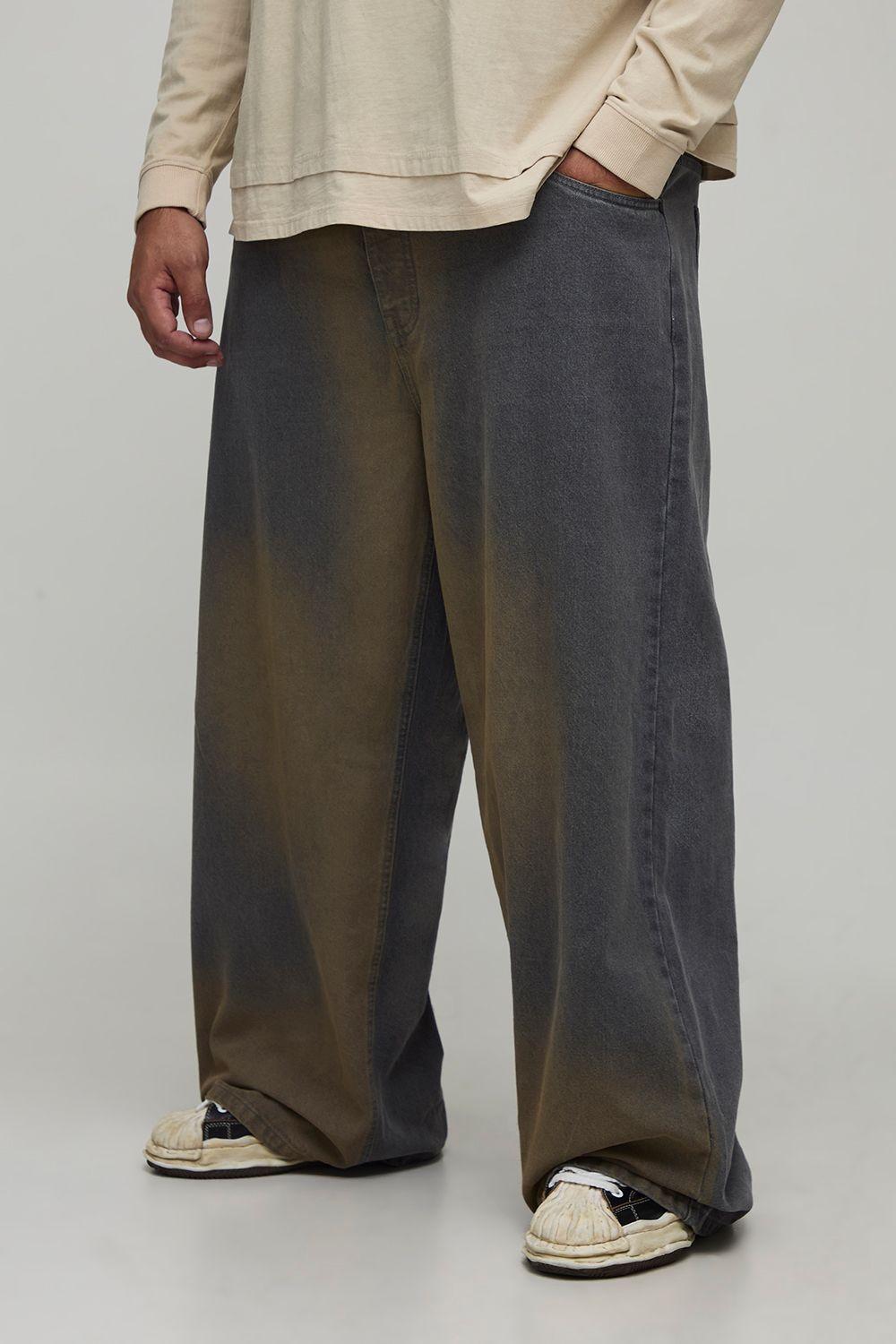 Plus Extreme Sun Bleached Wash Baggy Jeans by BOOHOOMAN