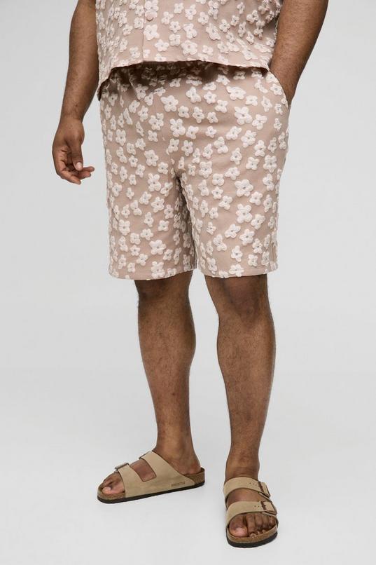 Plus Floral Jacquard Relaxed Fit Shorts by BOOHOOMAN