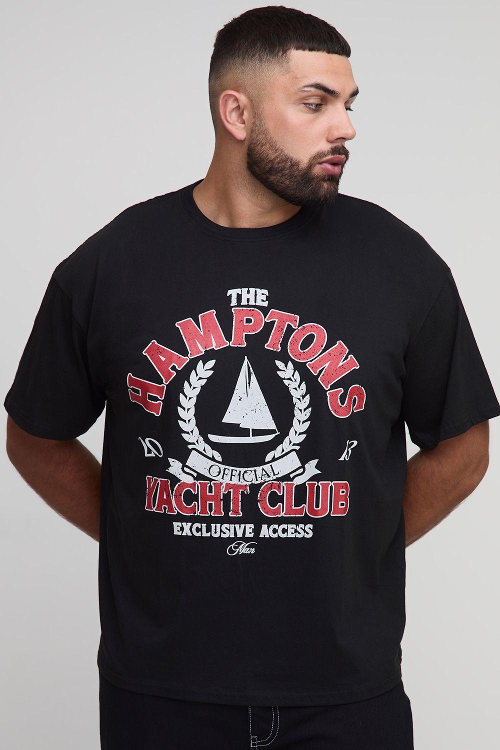 Plus Hamptons Varsity Print Oversized T-Shirt by BOOHOOMAN