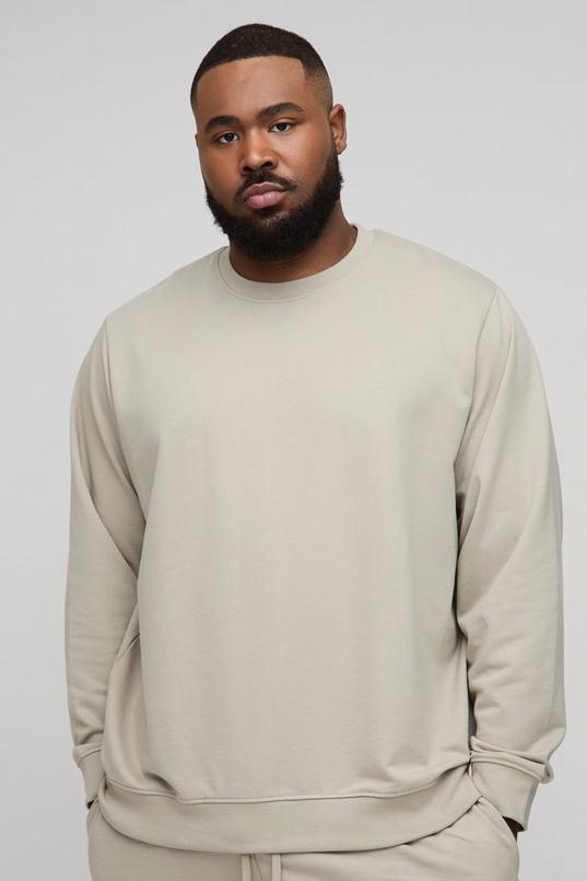 Plus Lightweight Regular Fit Basic Sweat by BOOHOOMAN