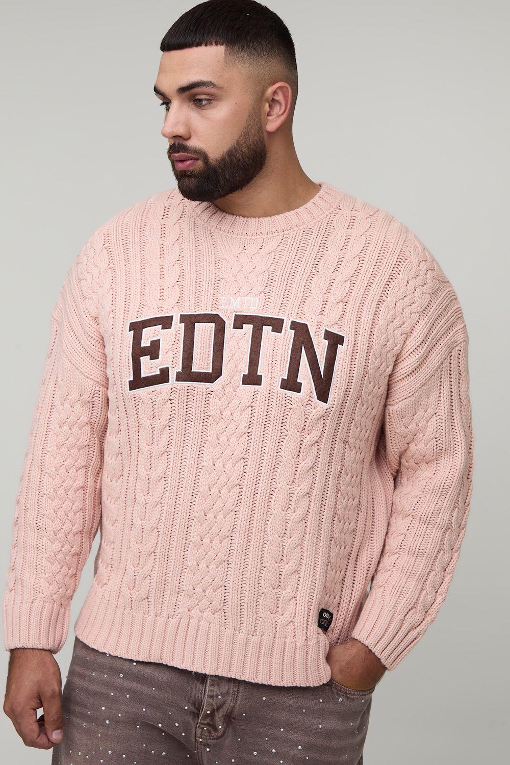 Plus Limited Edition Oversized Embroidered Knitted Jumper by BOOHOOMAN