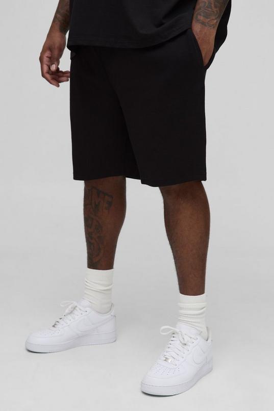 Plus Loose Fit Rib Jersey Shorts by BOOHOOMAN