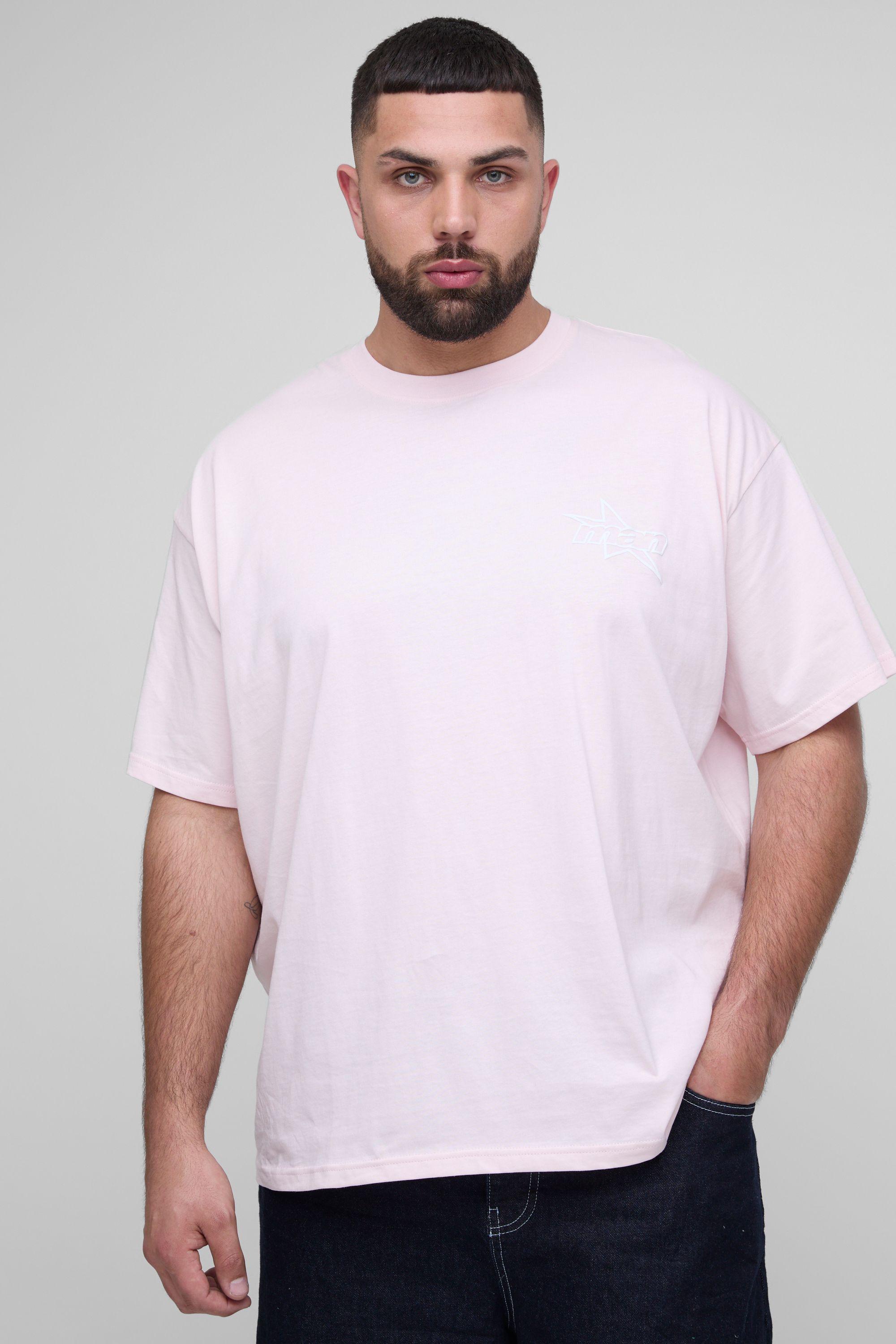 Plus Man Star Puff Print Oversized T-Shirt by BOOHOOMAN