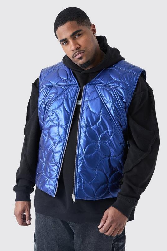 Plus Metallic Quilted Gilet by BOOHOOMAN