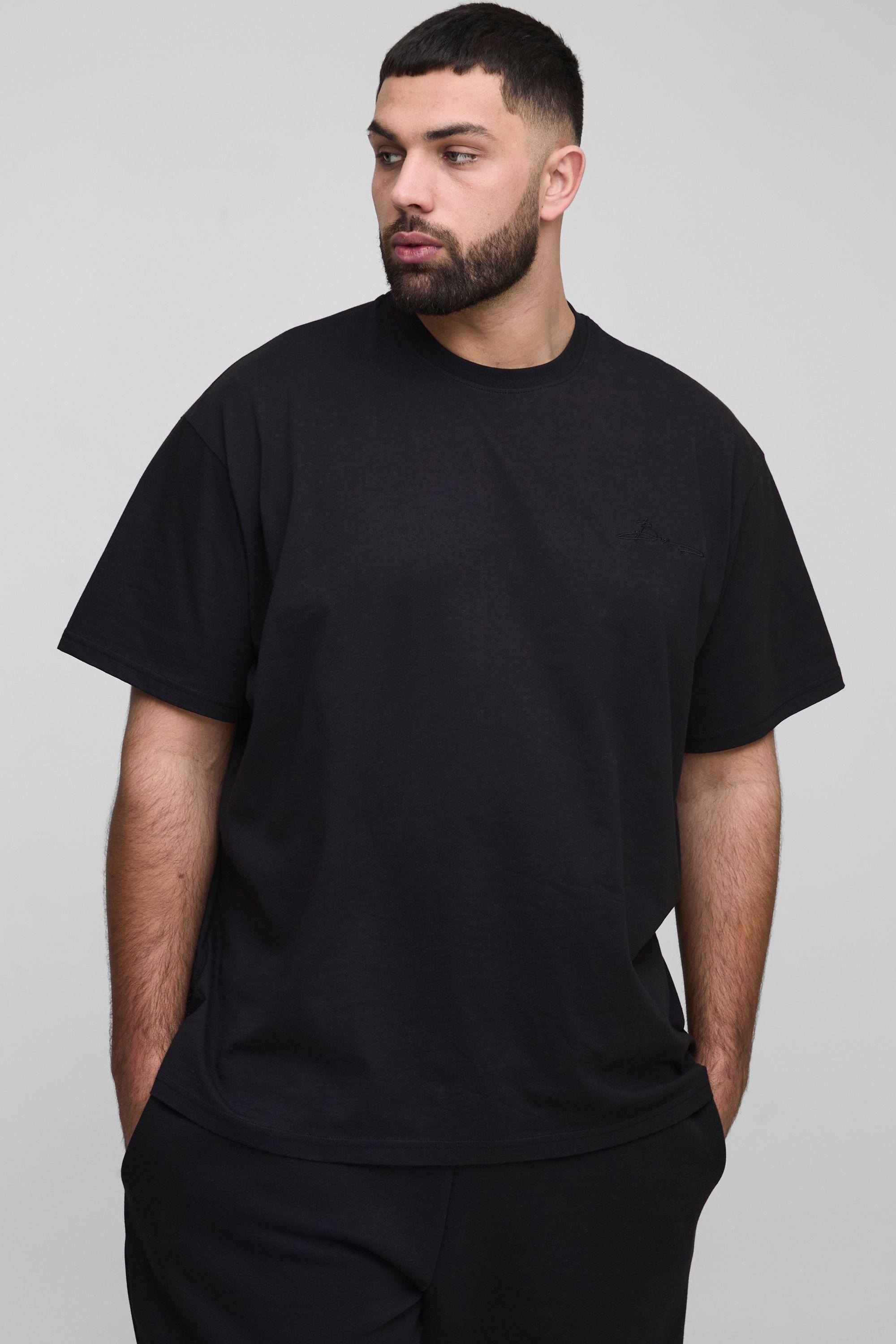 Plus Oversized BM Signature Embroidered Crew Neck T-shirt by BOOHOOMAN