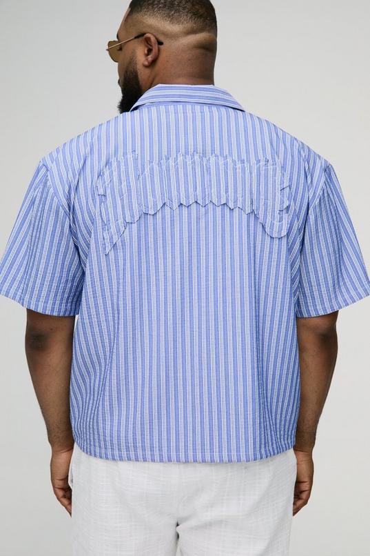 Plus Oversized Boxy 3D Applique Homme Stripe Shirt by BOOHOOMAN