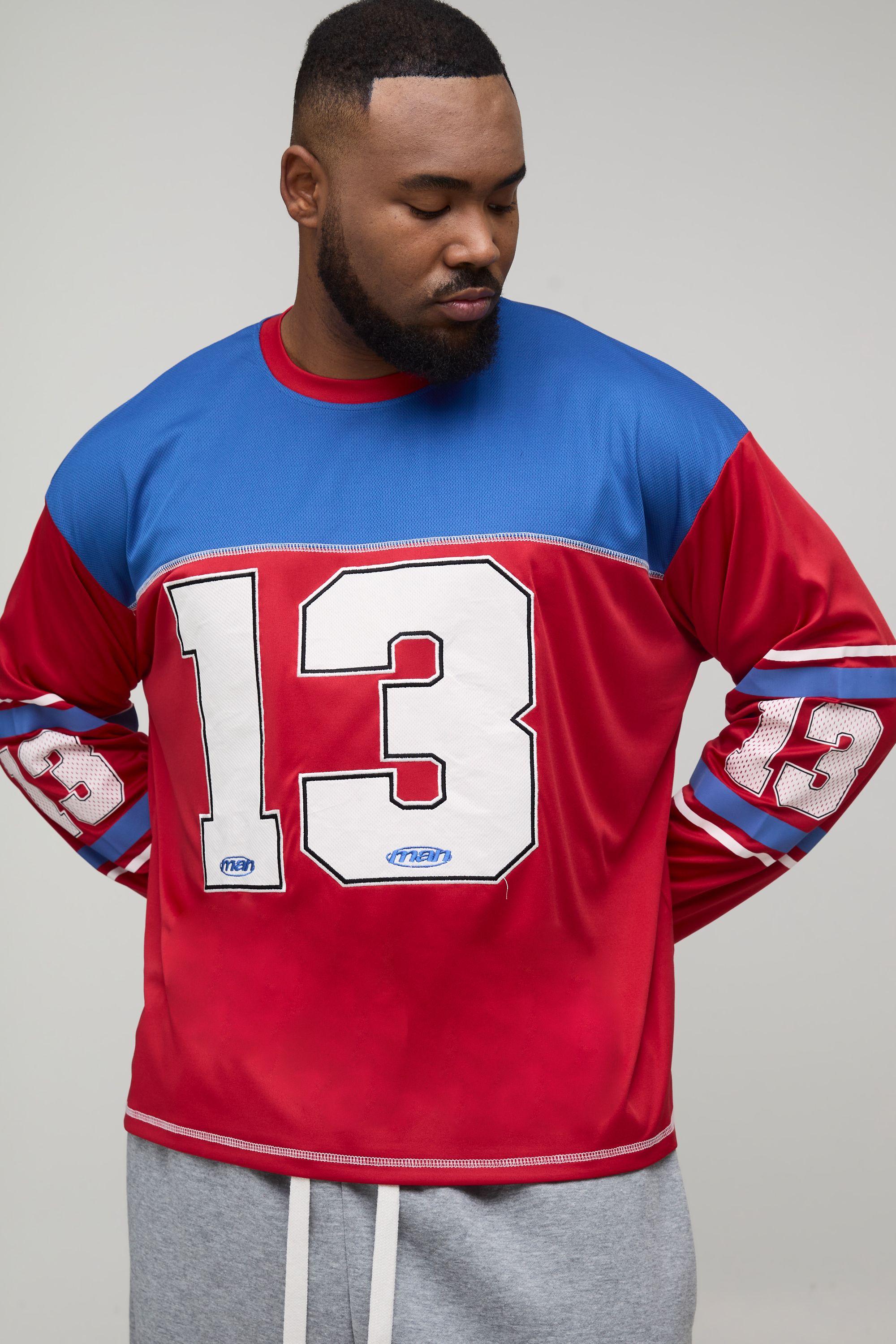 Plus Oversized Boxy Applique 13 Sports Top by BOOHOOMAN